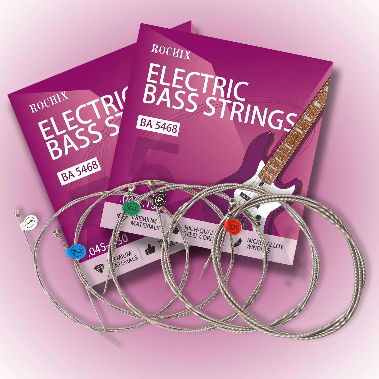 Professional 5-String Electric Bass Guitar Strings - BA 5468 Set | Steel Core with Nickel Alloy Winding | Premium Quality for Pro Players BA 5468 5-strings set - Image 4