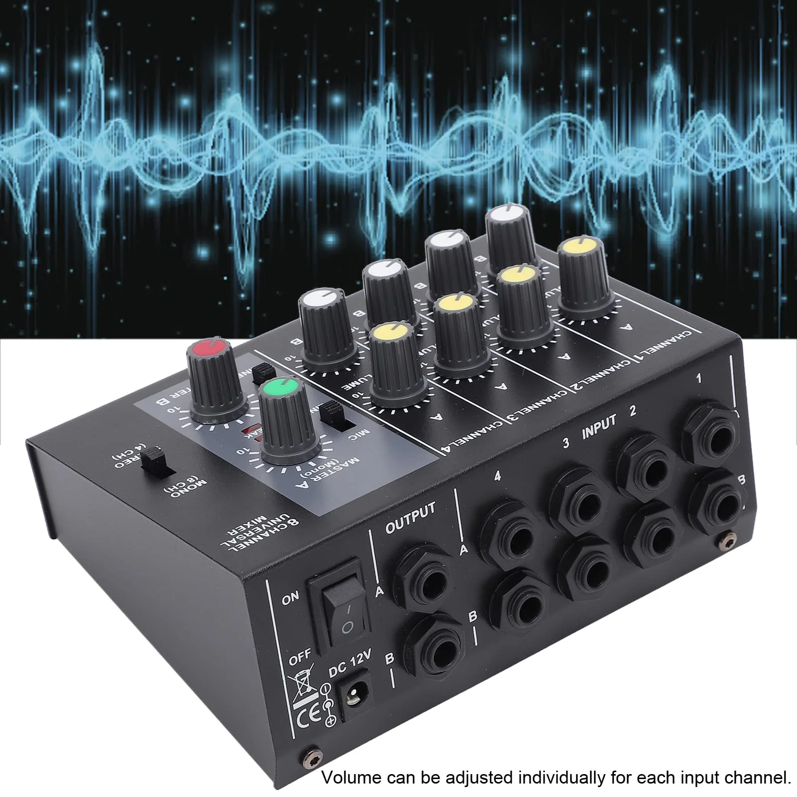 Professional 8 Channel Audio Mixer Board with XLR Inputs - Professional-grade Sound Mixing Console for Recording Studio, Live Performance, Home Studio - High-Quality Low Noise Mixing for Studio Use - Image 3