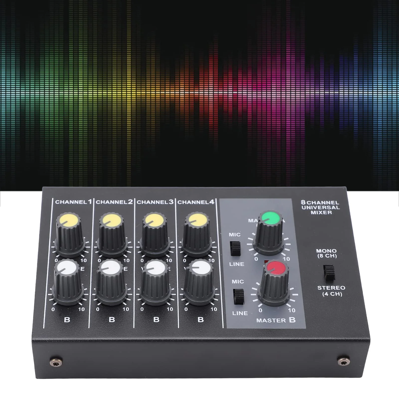Professional 8 Channel Audio Mixer Board with XLR Inputs - Professional-grade Sound Mixing Console for Recording Studio, Live Performance, Home Studio - High-Quality Low Noise Mixing for Studio Use - Image 5