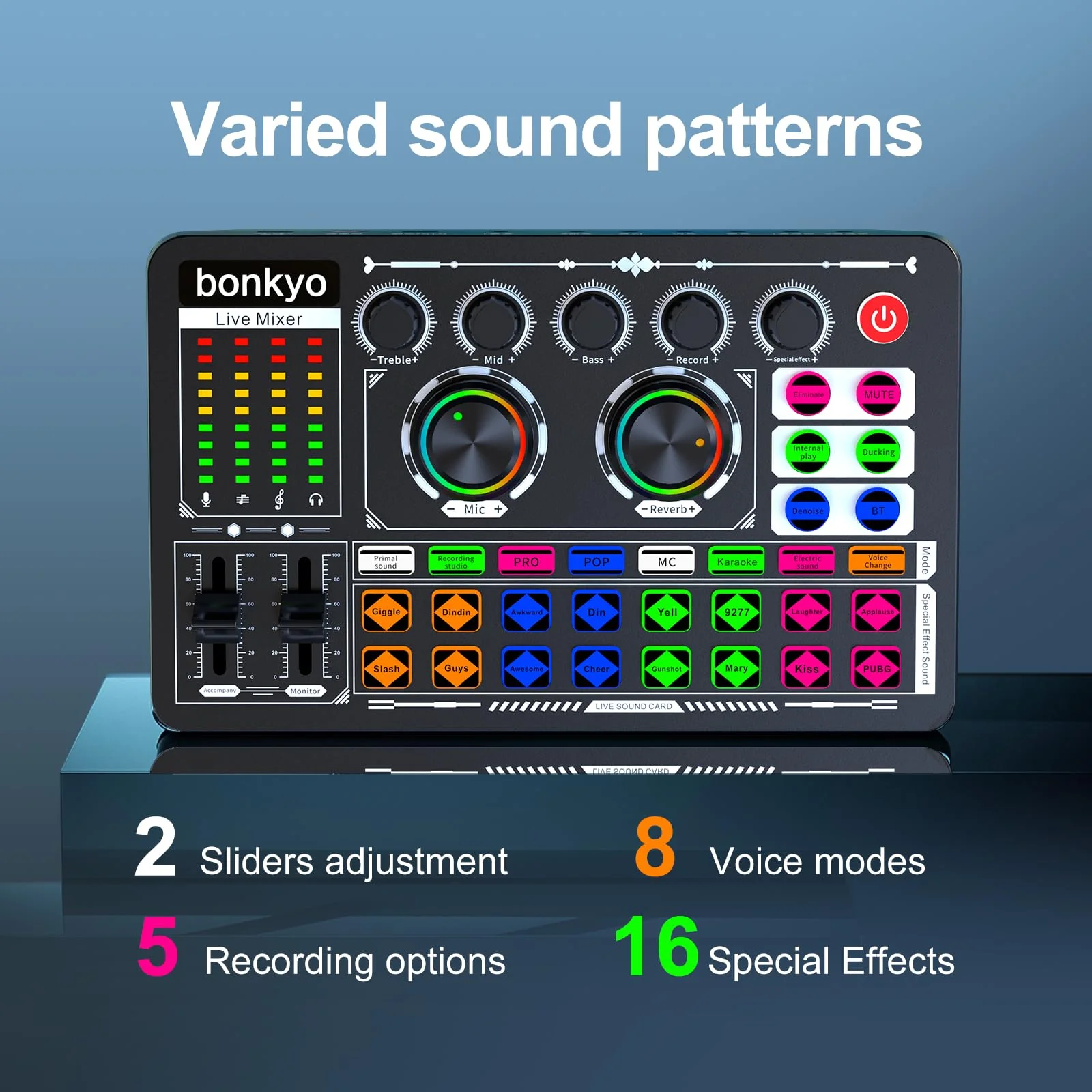 Professional Audio Mixer, F999 Live Sound Card With Dj Mixer For Streaming/Podcasting/Gaming, Professional Studio Equipment - Image 2