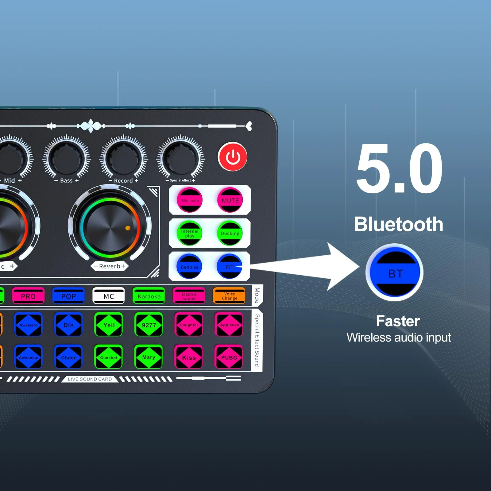 Professional Audio Mixer, F999 Live Sound Card With Dj Mixer For Streaming/Podcasting/Gaming, Professional Studio Equipment - Image 7