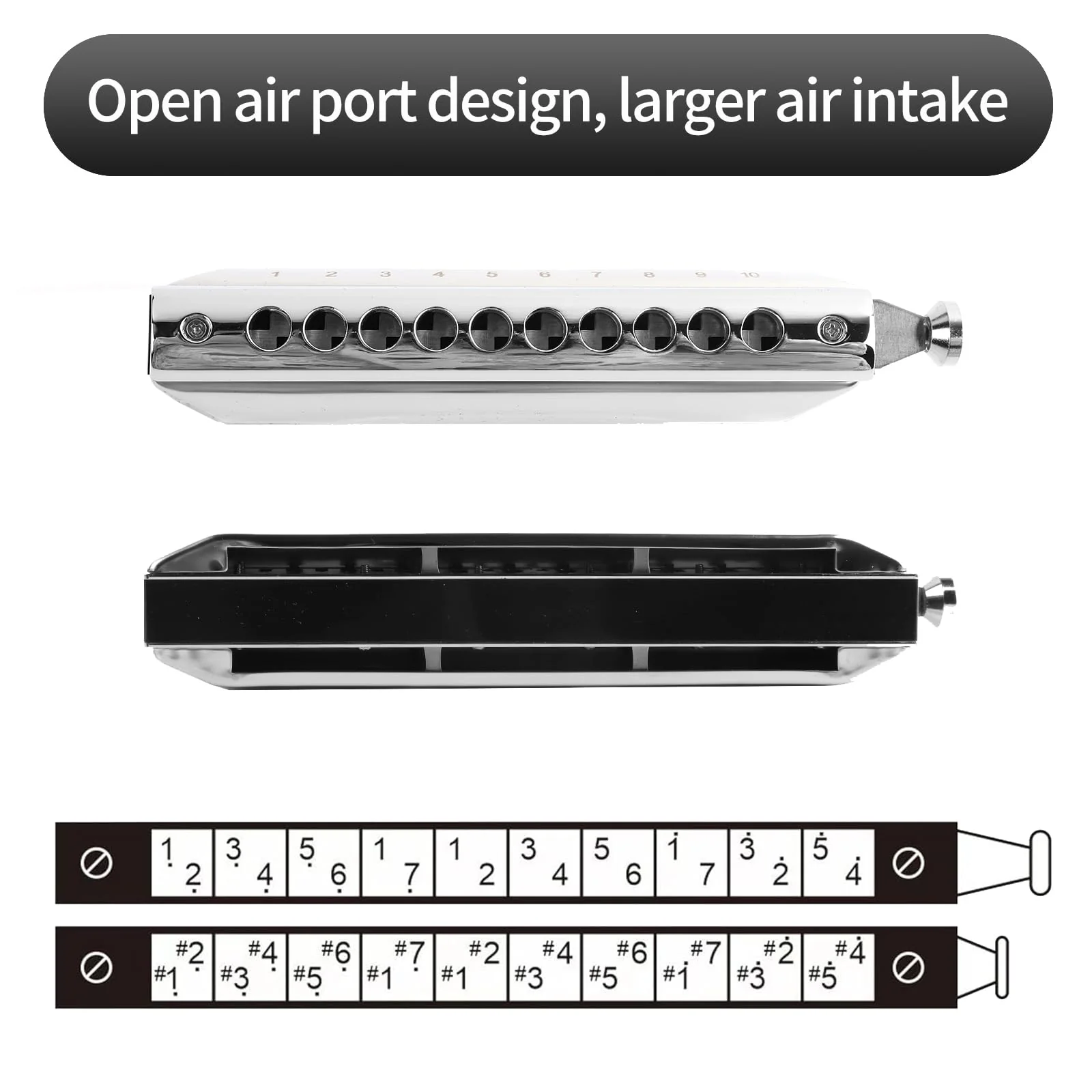 Professional Chromatic Harmonica C Key，Standard 10 Holes 40 Tones Mouth Organ T10-40 Harmonica for Adults,Professionals and Students(T10-40) - Image 4