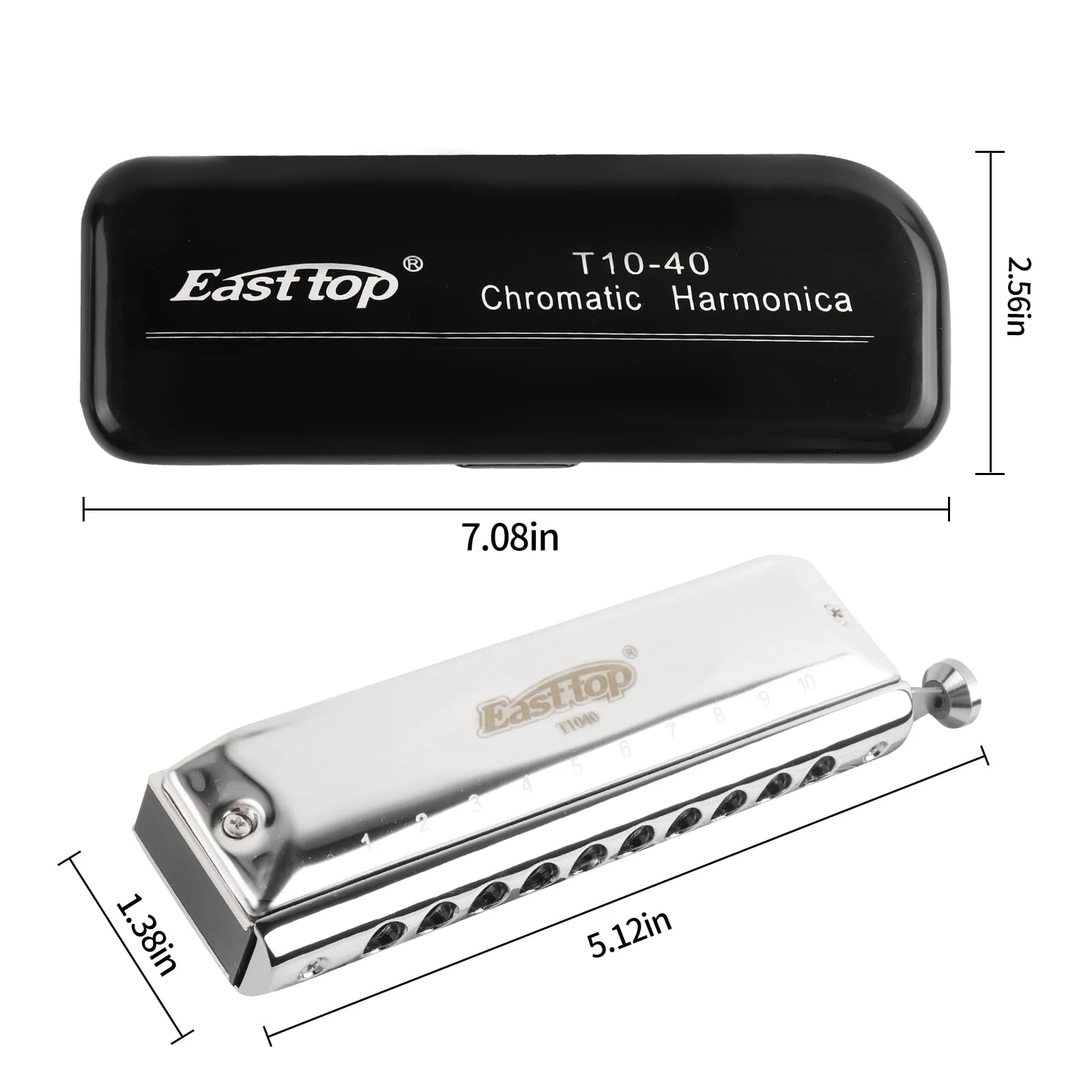 Professional Chromatic Harmonica C Key，Standard 10 Holes 40 Tones Mouth Organ T10-40 Harmonica for Adults,Professionals and Students(T10-40) - Image 5