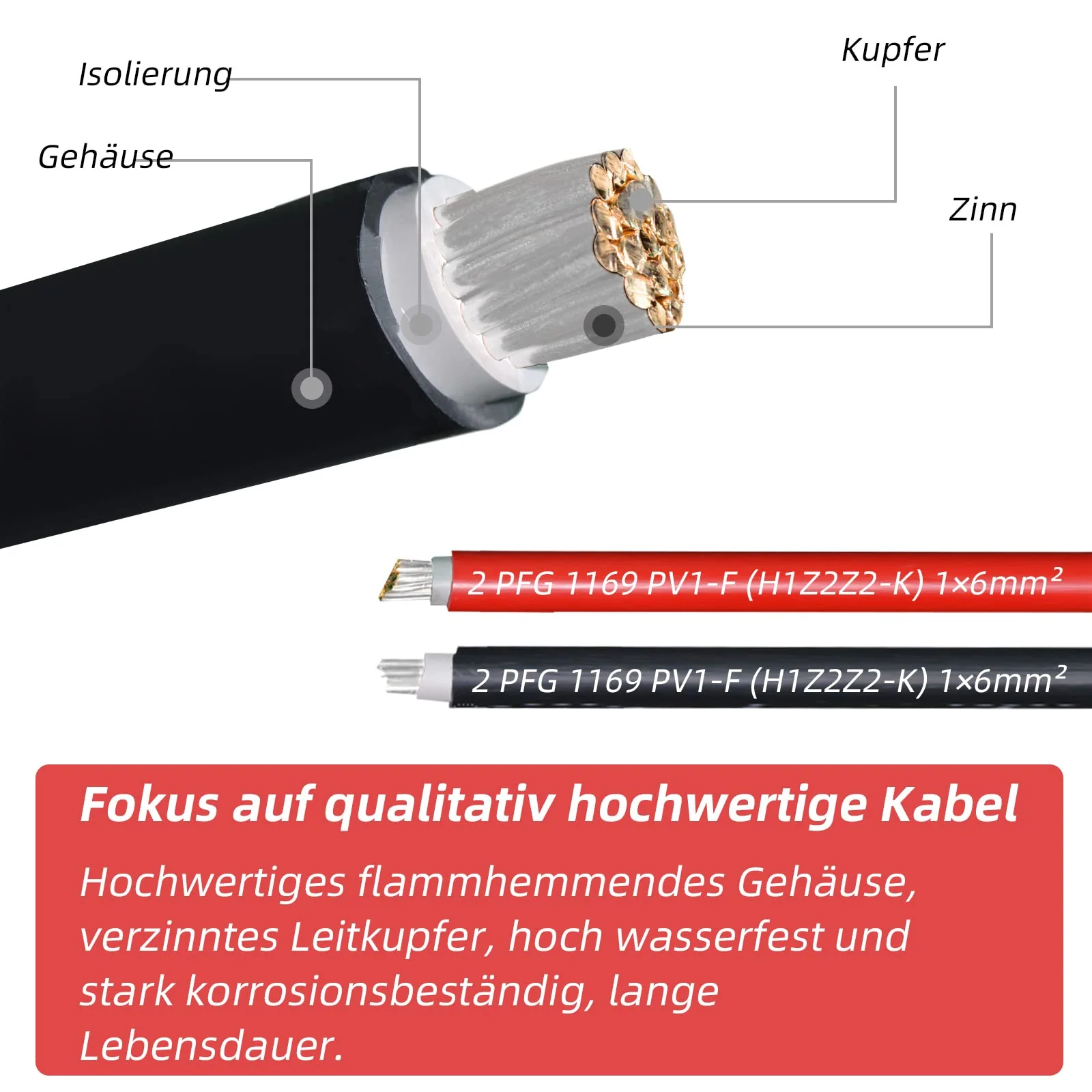 Professional connection cable extension cable on both sides solar plug solar cable red / black 6 mm² including mounted solar plug (1 m 4 mm²) 4mm²1m - Image 4