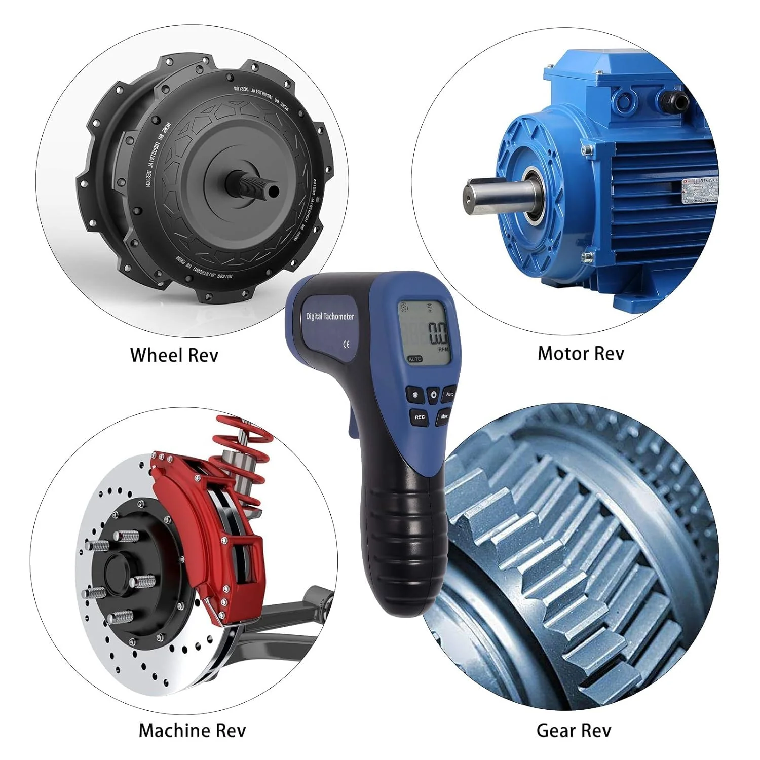 Professional Digital Speedometer Tachometer, Handheld LCD Digital Laser Revolutionometer Speedometer, Non-Contact Tachometer, Tachometer, Reflective Tape Blue - Image 2