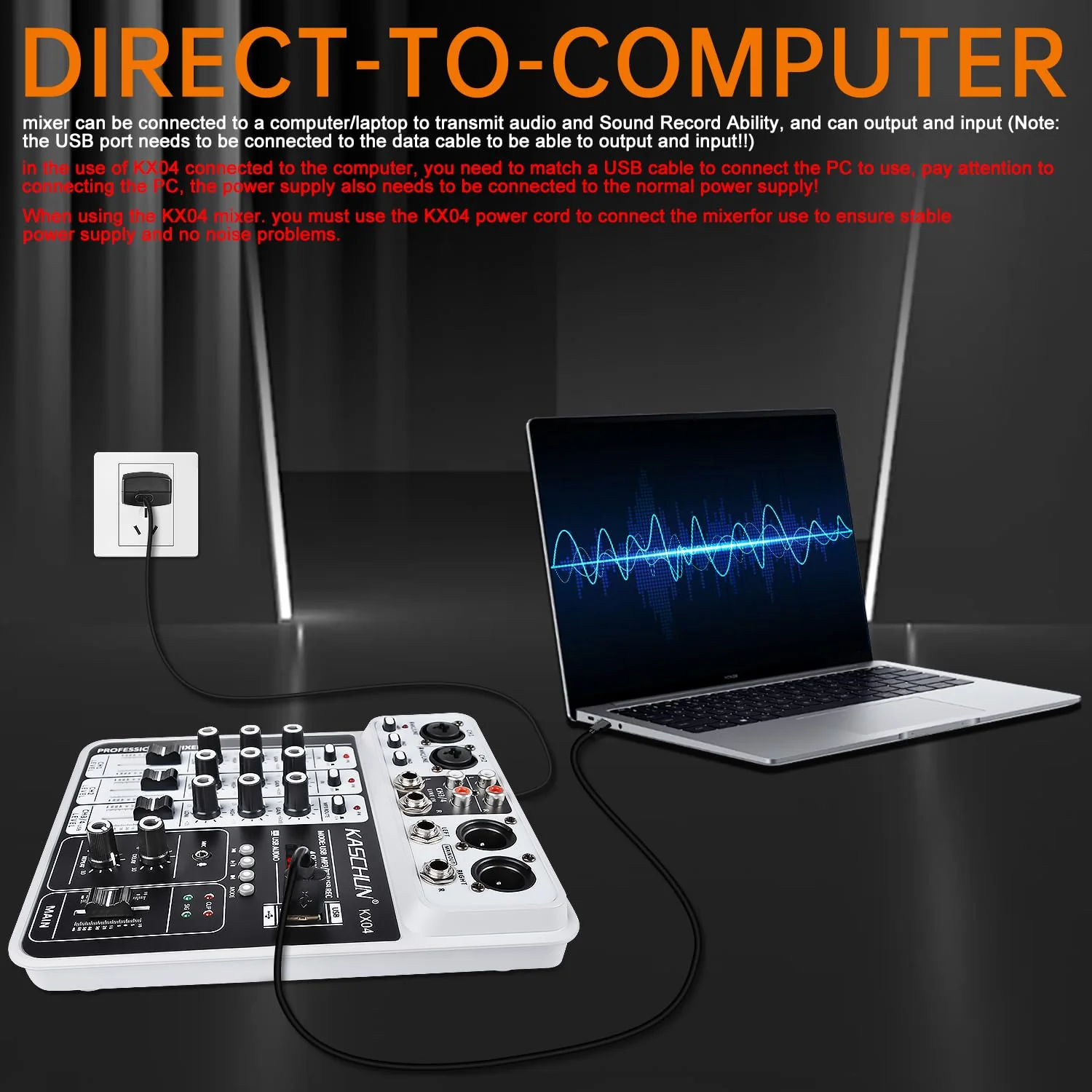 Professional DJ audio mixer, 4-channel DJ mixer, Bluetooth sound mixer, supports USB/MP3/BT computer input, 48V phantom power stereo studio audio mixer suitable for DJ studio streaming recording KX04 - Image 5