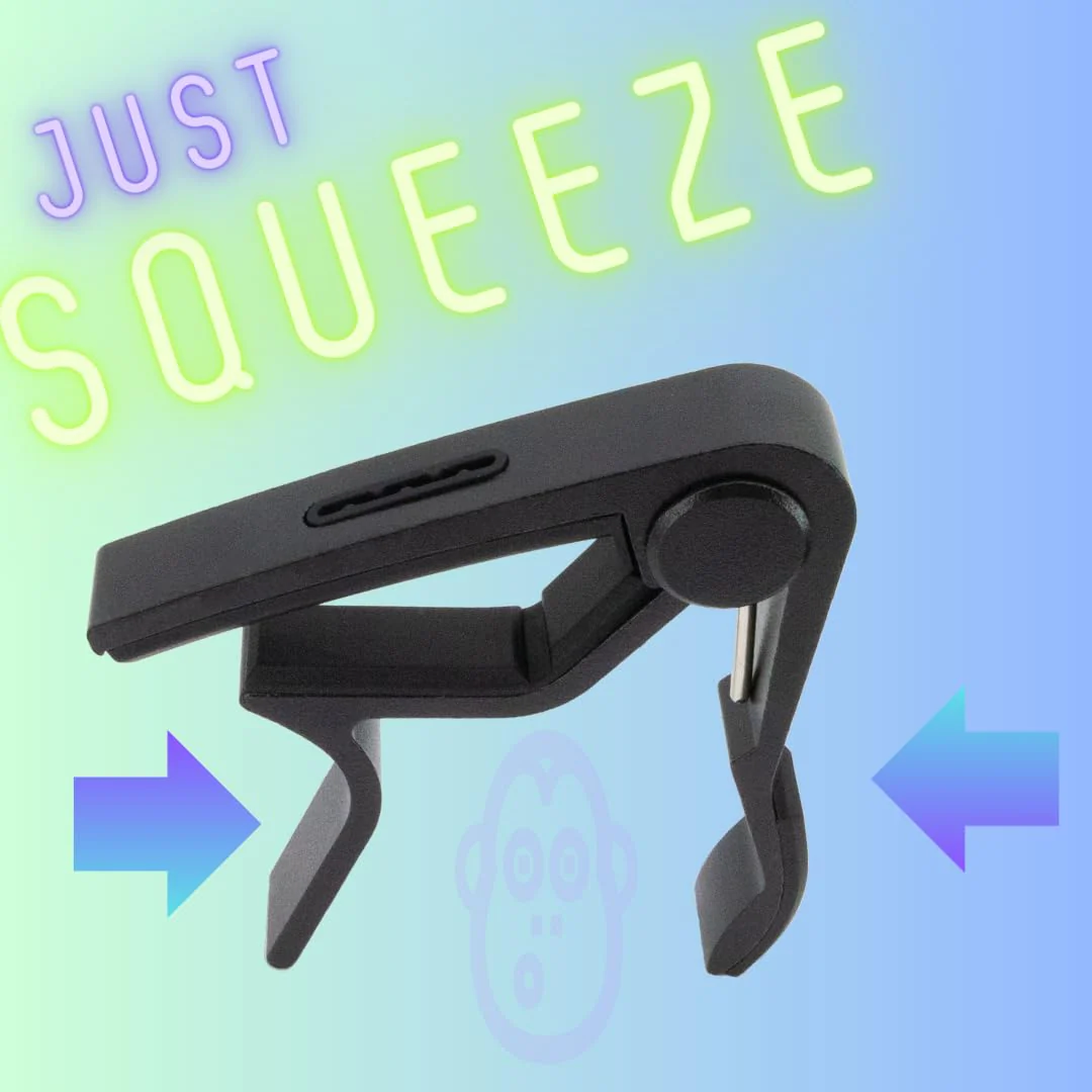 Professional Guitar Capo w/Built-In Pick Holder | Universal Compatibility for Acoustic, Electric & Bass | by AudioMonkey | Includes 6 Picks! (Matte Black) - Image 6