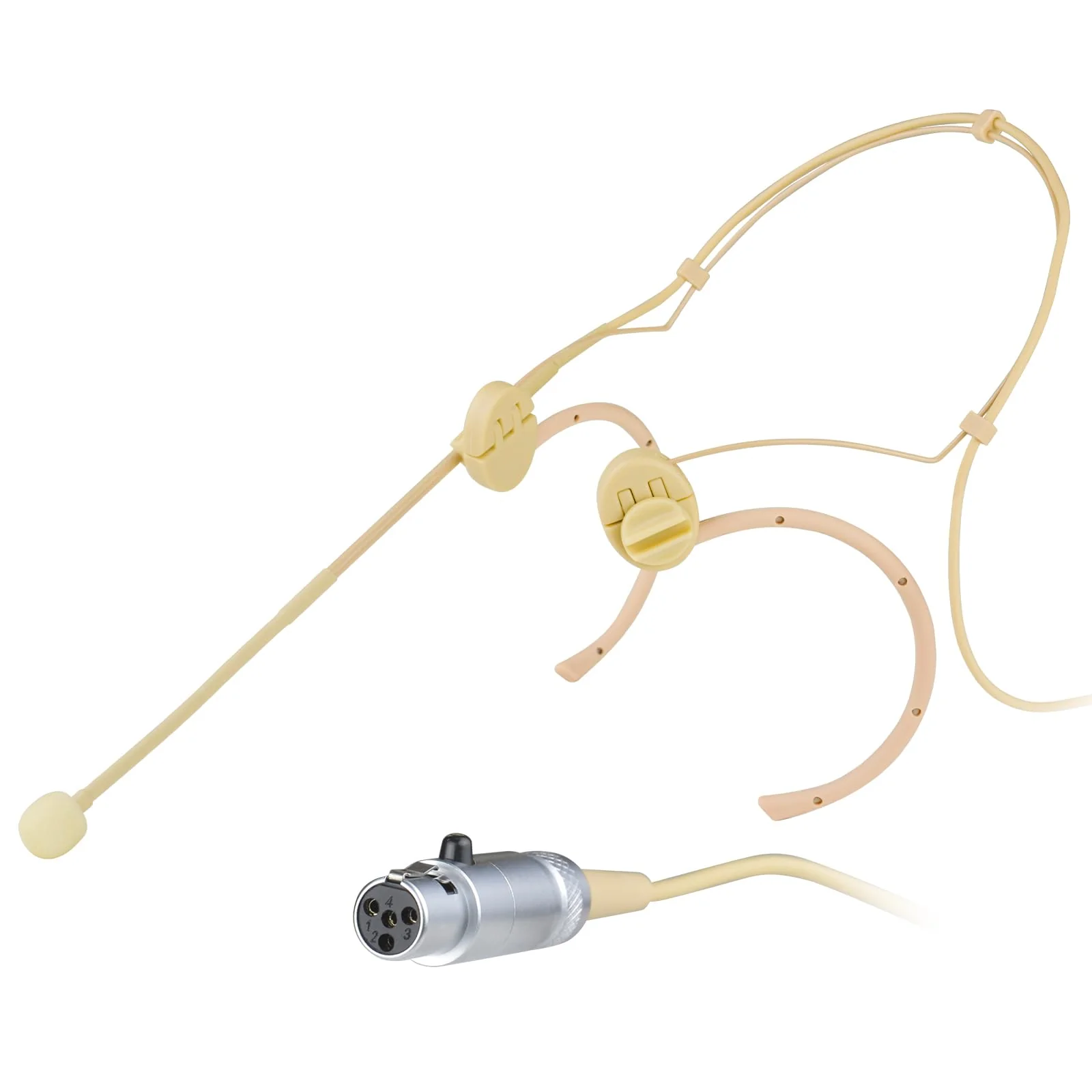 Professional Headset Microphone, Compatible with Shure Wireless System, Omnidirectional Condenser Double Over Ear Headworn Mic, 4-Pin Mini XLR, Cable Length 42 Inch (Beige) Beige