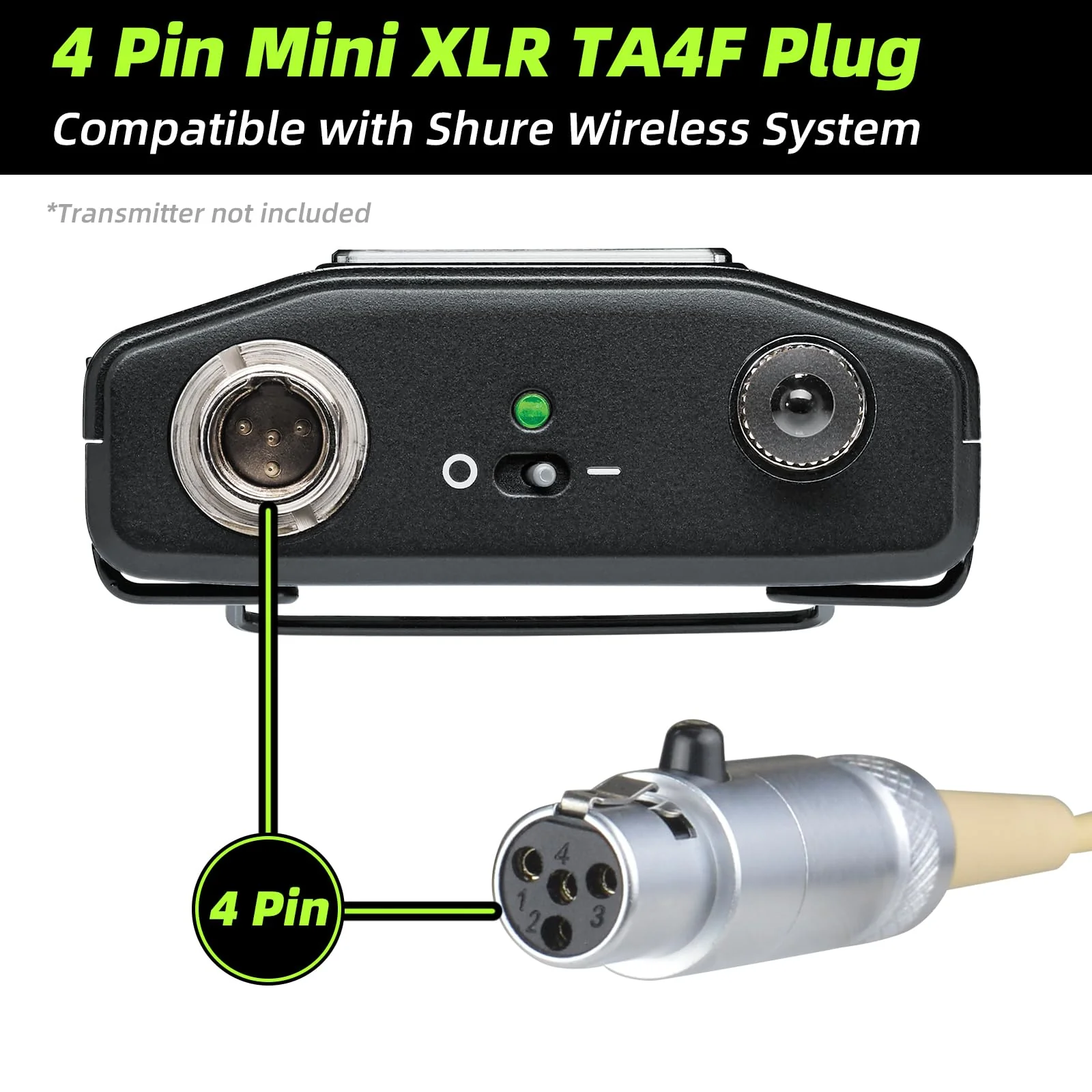 Professional Headset Microphone, Compatible with Shure Wireless System, Omnidirectional Condenser Double Over Ear Headworn Mic, 4-Pin Mini XLR, Cable Length 42 Inch (Beige) Beige - Image 2