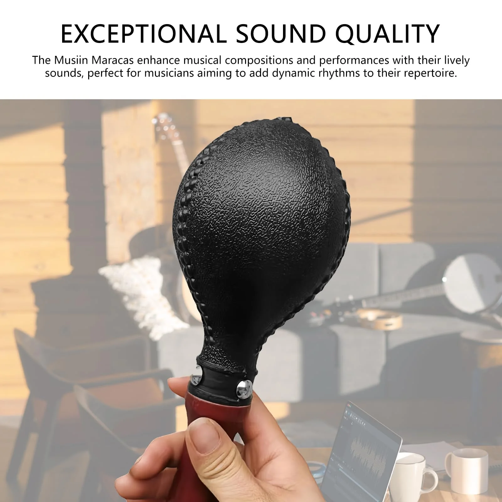 Professional Maracas for Musicians Vibrant Rattle Percussion Shakers with Ergonomic Wooden Handles - Versatile & Durable for Live Performance, Recording, and Education - Image 4
