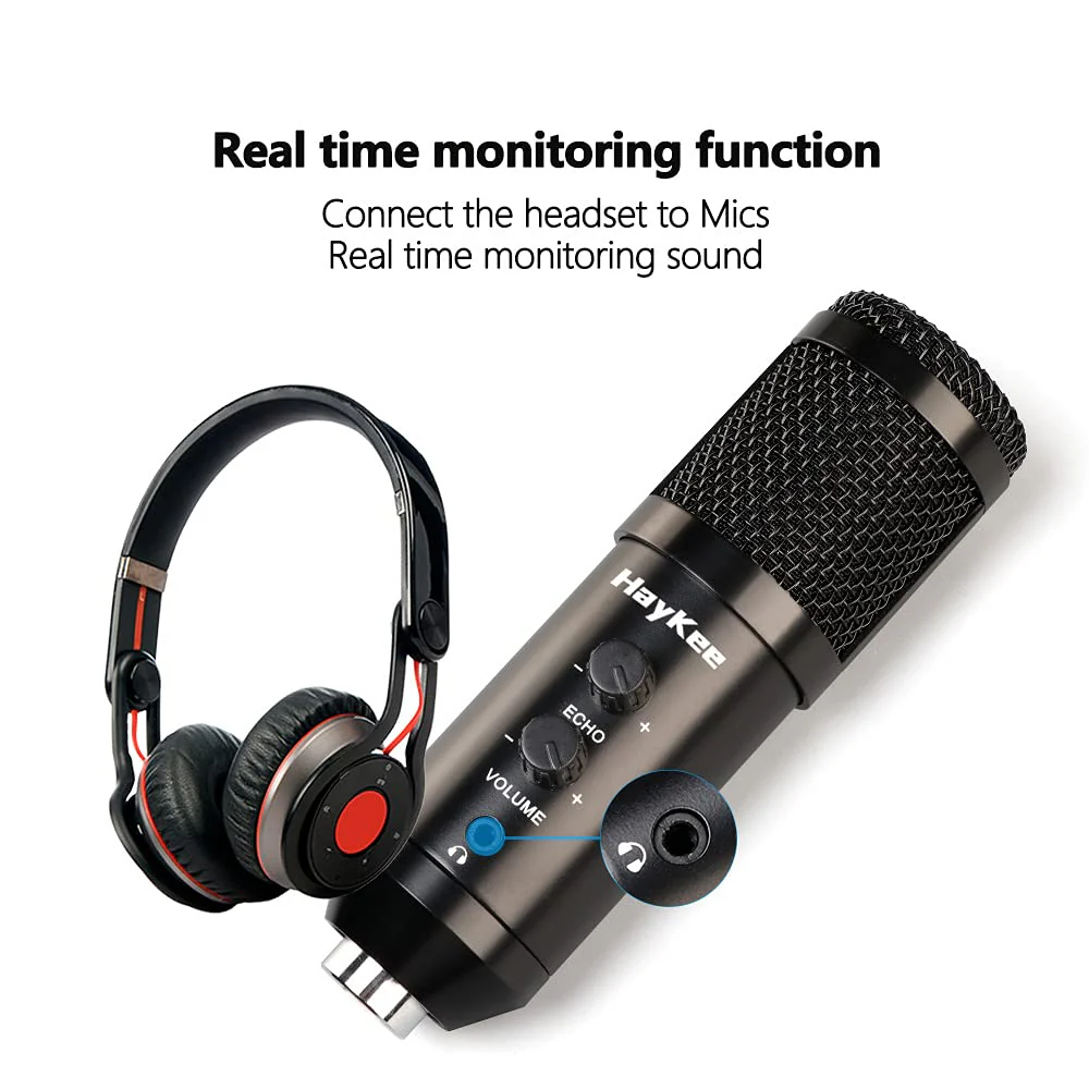 Professional Phone & USB Condenser Microphone with Stand for Computer & Phone, Plug & Play. Great for Live Streaming, YouTube Recording, Gaming, Podcast, Karaoke on Cell Phone & PC - Image 4