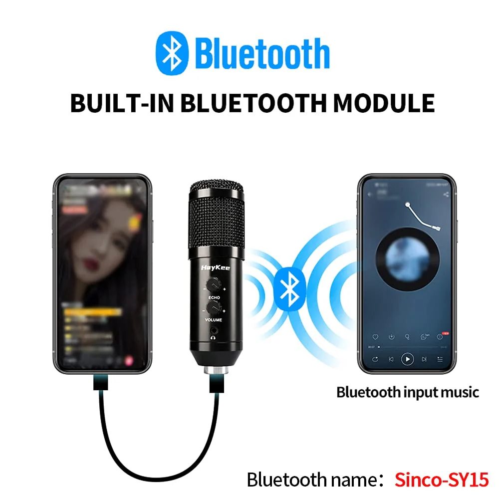 Professional Phone & USB Condenser Microphone with Stand for Computer & Phone, Plug & Play. Great for Live Streaming, YouTube Recording, Gaming, Podcast, Karaoke on Cell Phone & PC - Image 5