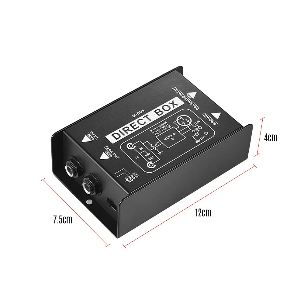 Professional Single Channel Passive DI-Box Hum Eliminator Direct Injection Audio Box Balanced & Unbalance Signal Converter for Electric Guitar Bass Live Performance Direct Box - Image 3