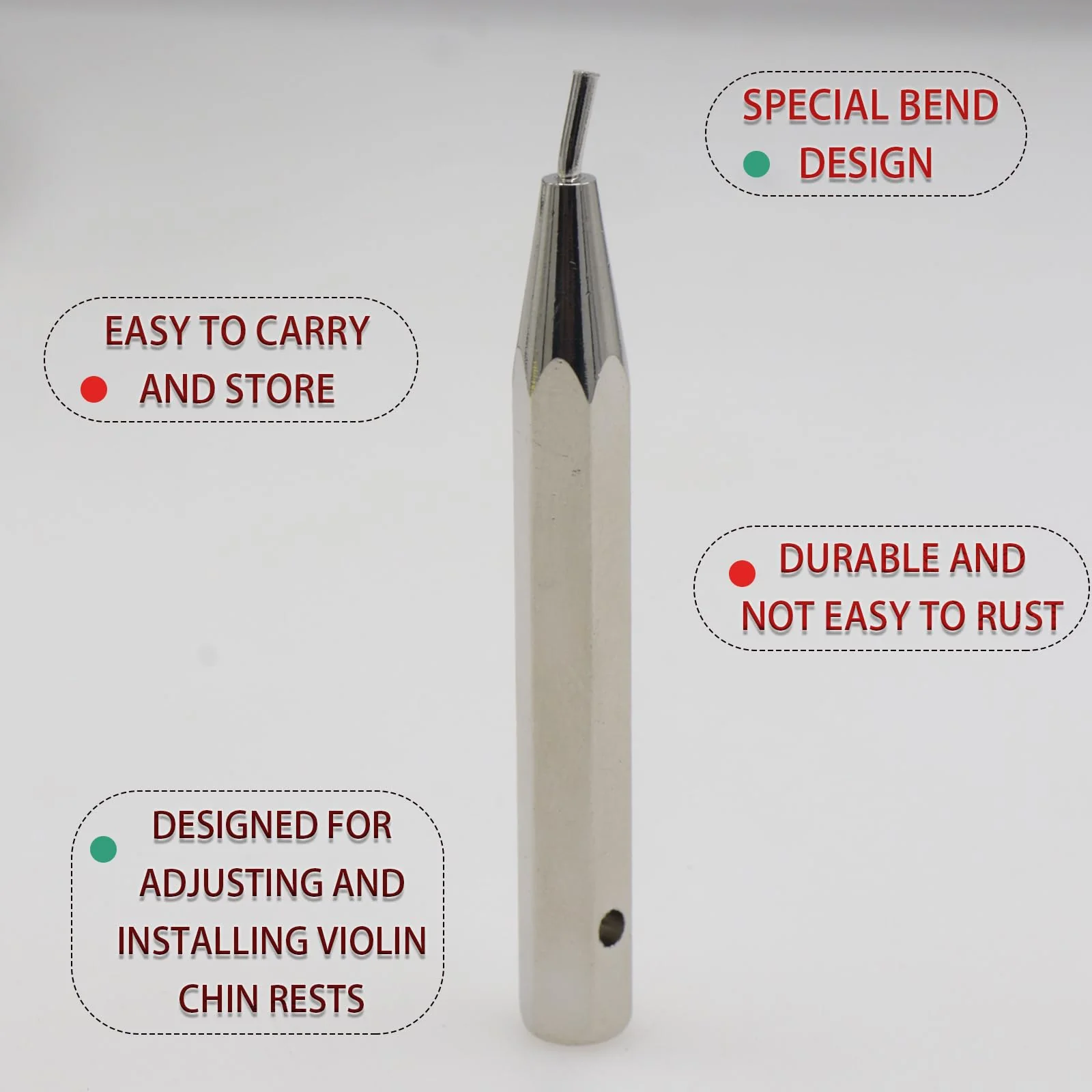 Professional Violin Chin Rest Shaft Screwdriver, Violin Chinrest Installation Adjustment Tool, Easily Secure Replace Violin Chin Rests, Convenient Violin Accessory Silver - Image 2