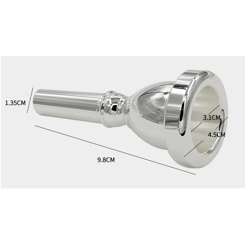 Professonal Tuba Mouthpiece, Silver Plated Tuba Player Mouthpiece Replacement Musical Brass Instruments Accessories - Image 4