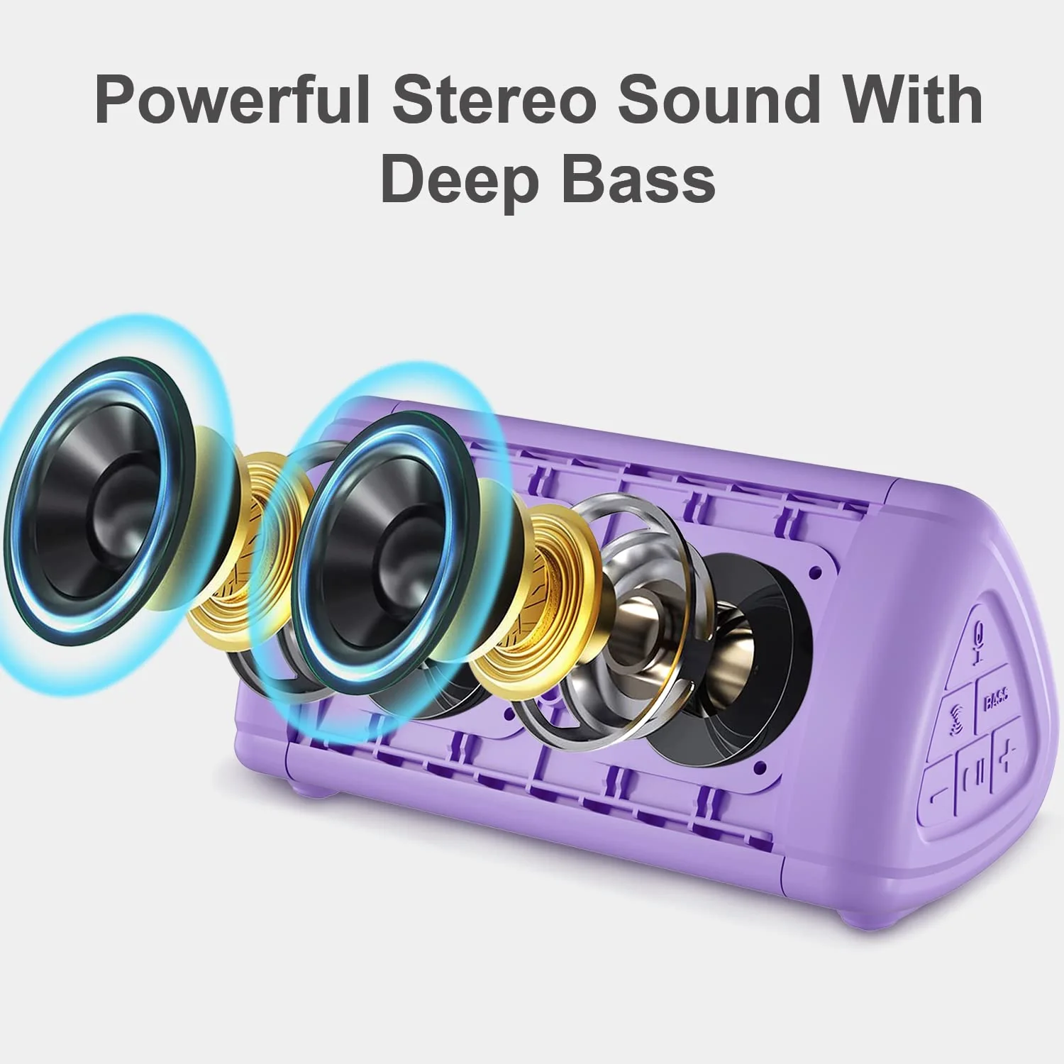 Prosonic BT3 Portable Wireless Bluetooth Speaker with 10W Stereo Sound & Bass Boost -Rich Sound & Intense Bass -Bluetooth 5.0 -Microphone -IPX5 - in & Outdoor Speaker (Purple) Purple - Image 2