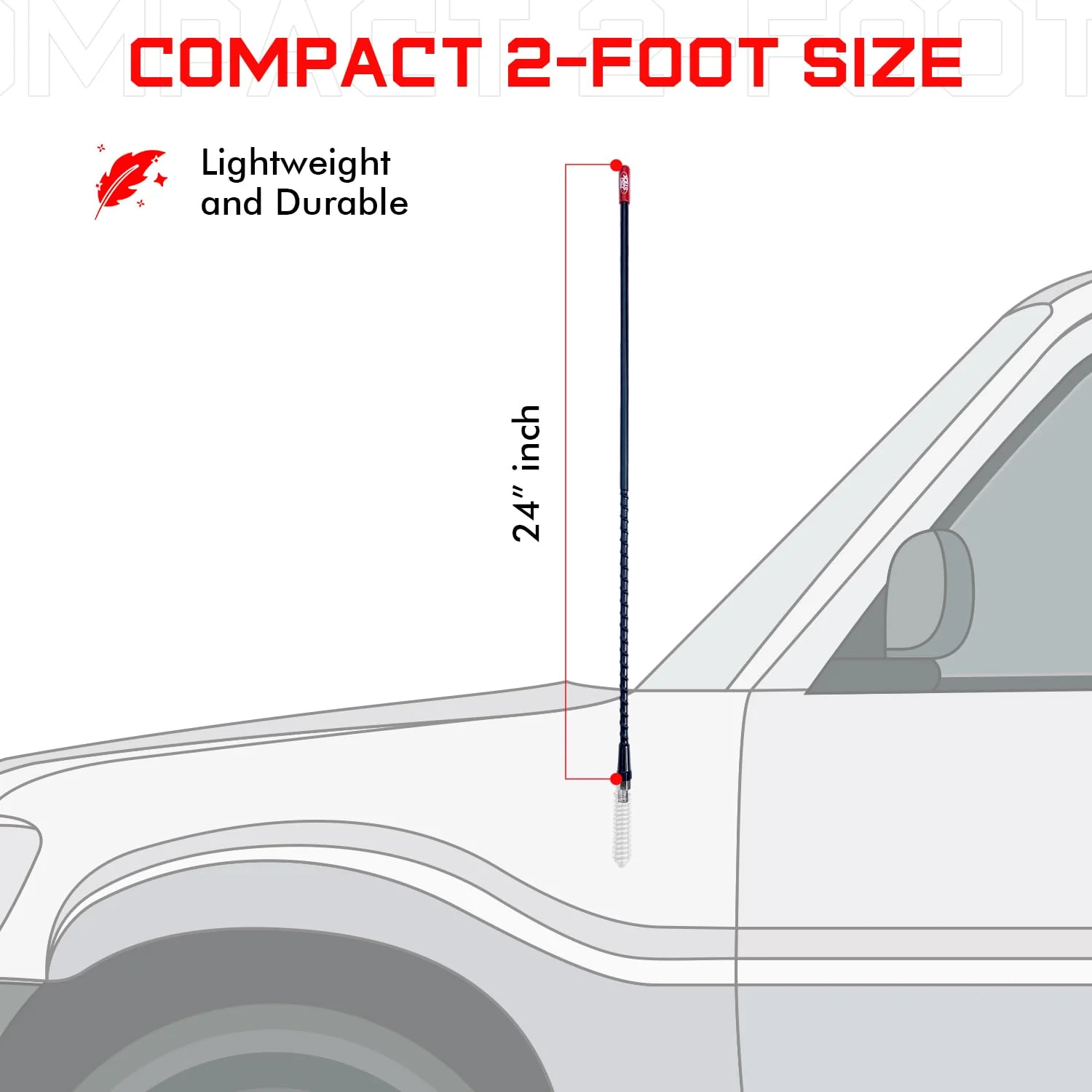 Prostick 2` Foot Fiberglass - Black CB Radio Antenna - Image 3
