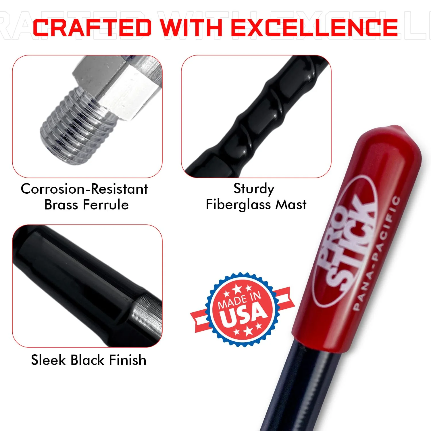 Prostick 4` Foot Fiberglass 1000 Watt - Black CB Radio Antenna - Image 2