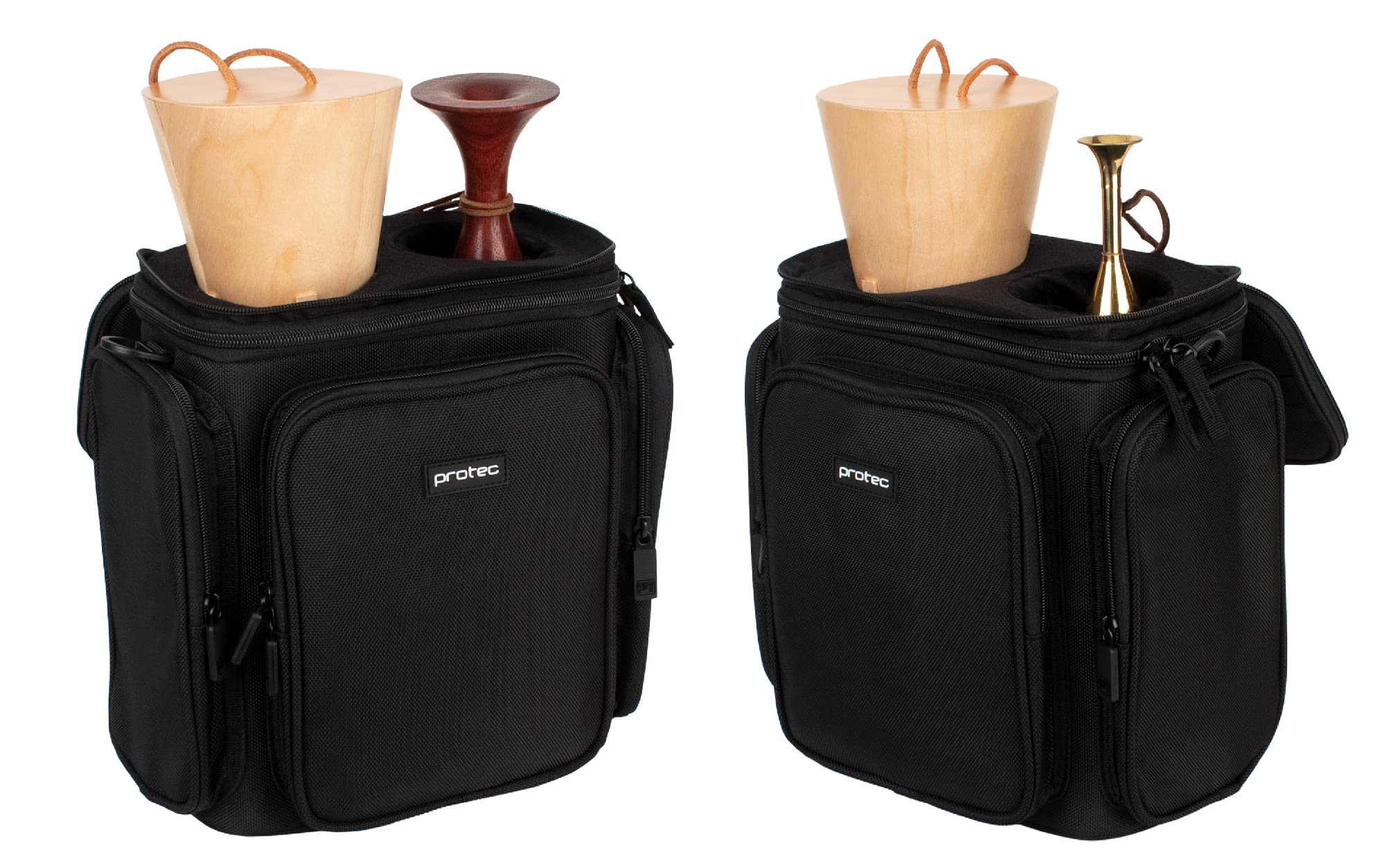 Protec French Horn Double Mute Bag, Modular Wall & Mute Holder, Model M409, Black - Image 2