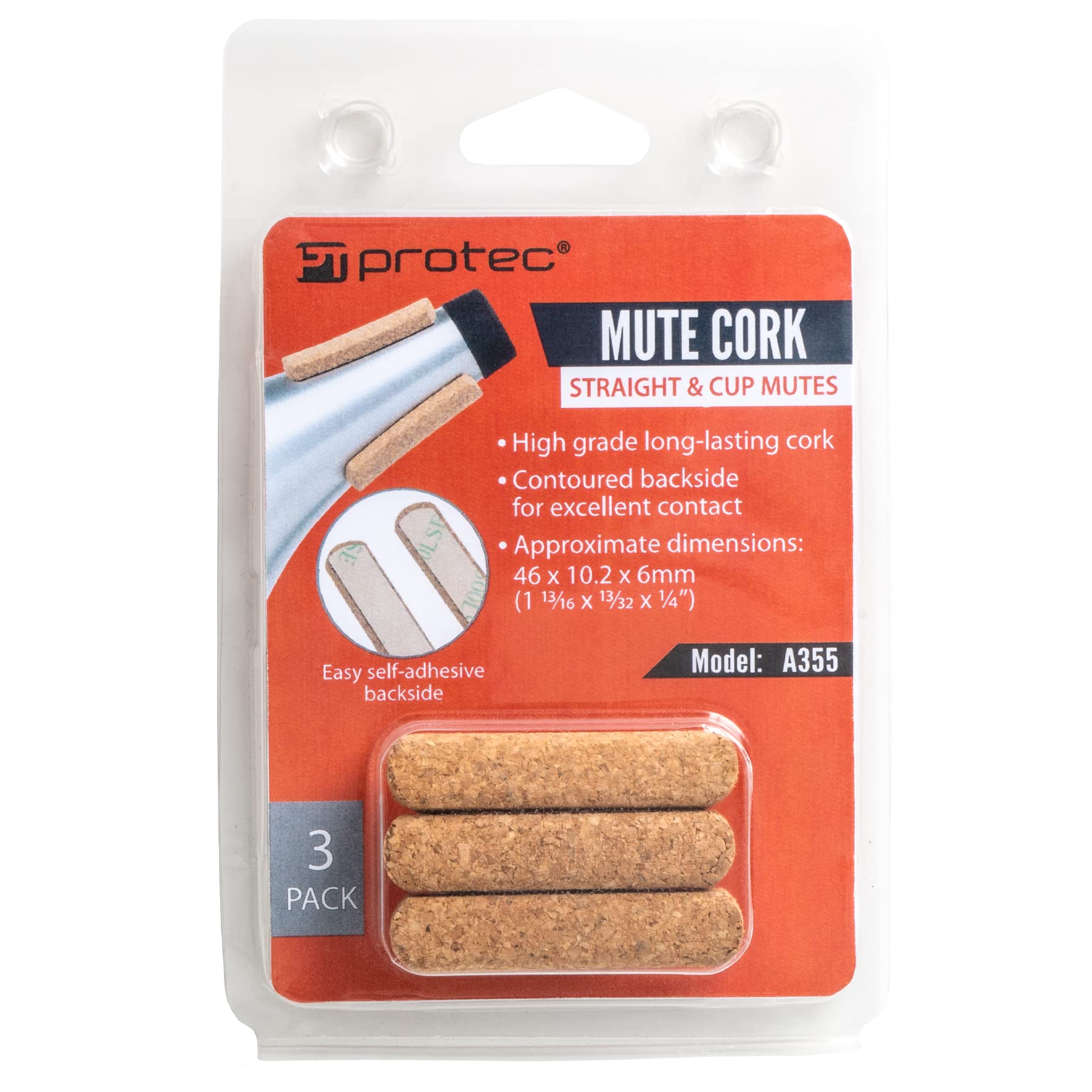 Protec Model A355 Mute Replacement Cork (3-Pack), 46 x 10.2 x 6mm 46 x 10 x 6mm - Image 4