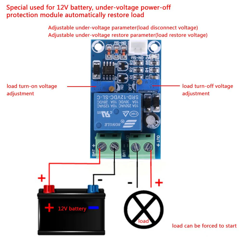 Protection board, 12V battery undervoltage switching module, undervoltage protection for automatic recovery when switched on, with LED indicator - Image 6