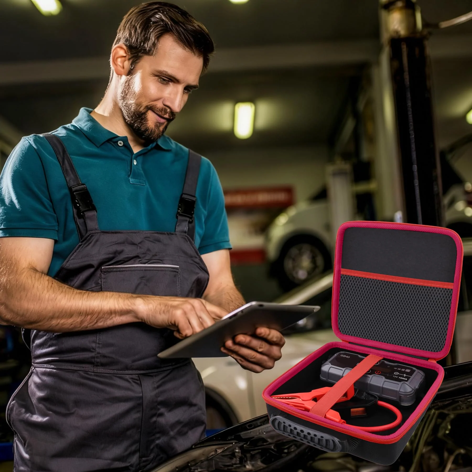 Protection Storage Case Compatible with NOCO Boost GB40 / GB20 / X GBX45 UltraSafe Jump Starter Lithium Battery Booster Pack and Accessories（Black Case + Red Zipper）-Flaxune Case for Boost GB40 / GB20 / X GBX45 - Image 7