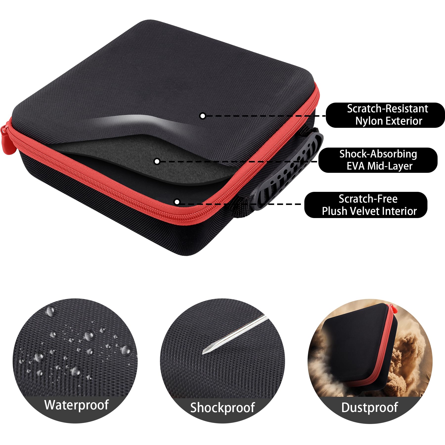 Protection Storage Case Compatible with NOCO Boost GB40 / GB20 / X GBX45 UltraSafe Jump Starter Lithium Battery Booster Pack and Accessories（Black Case + Red Zipper）-Flaxune Case for Boost GB40 / GB20 / X GBX45 - Image 8