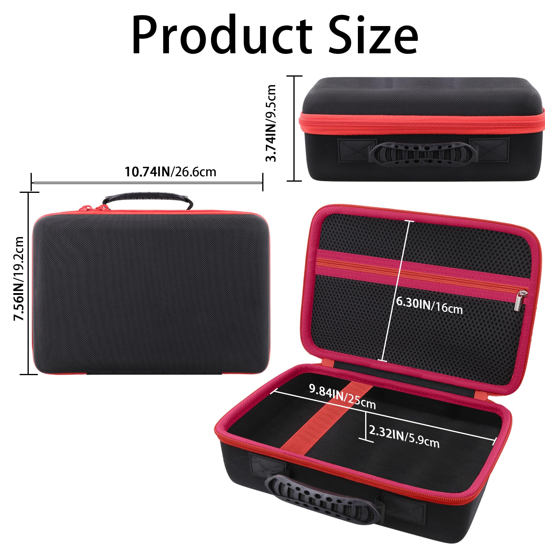 Protection Storage Case Compatible with NOCO Boost GB70 / X GBX75 UltraSafe Jump Starter Lithium Battery Booster Pack and Accessories（Black Case + Red Zipper）-Flaxune - Image 6