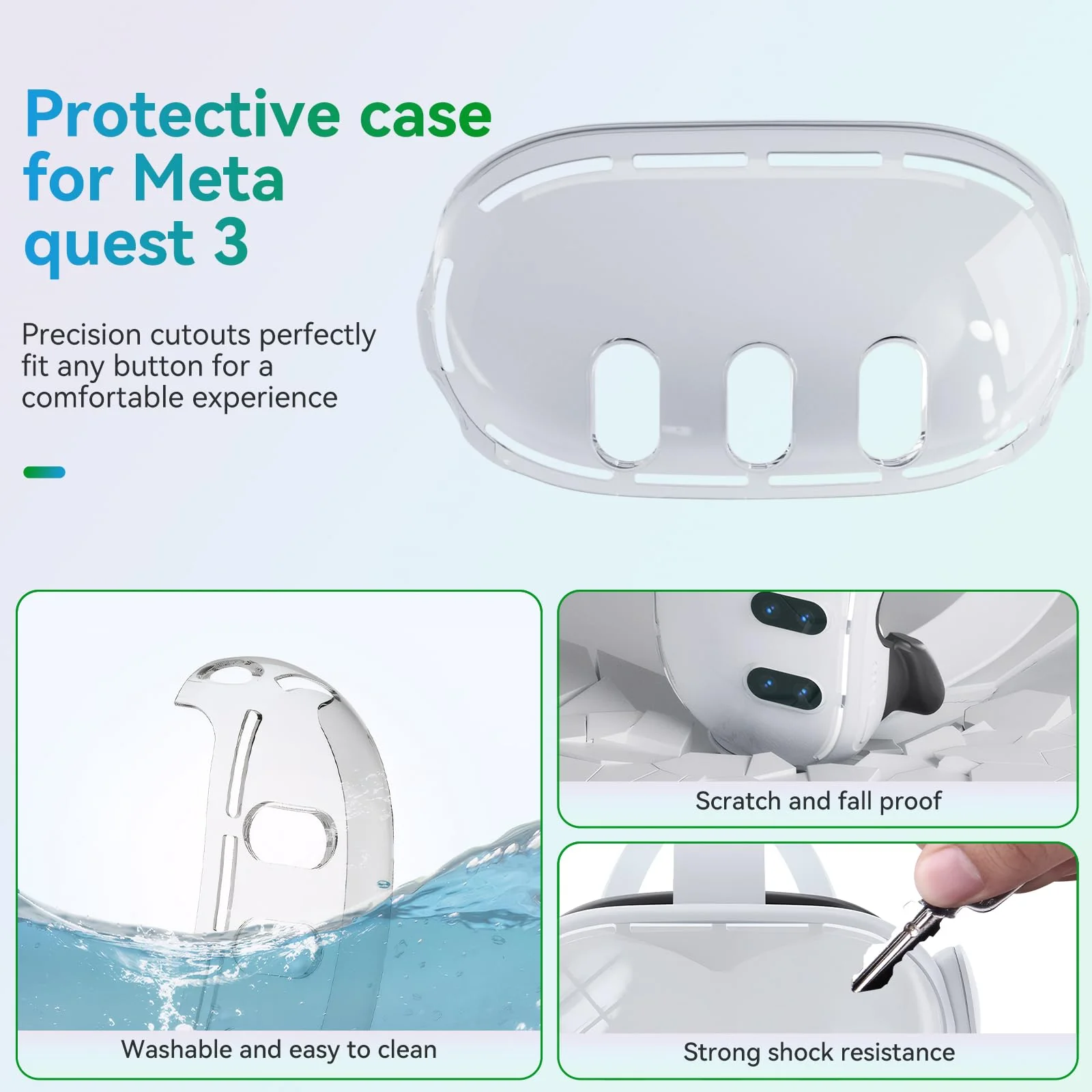 Protective Case for Meta Quest 3,VR Accessories for Meta Quest 3,Replacement kit for Meta Quest 3,Include Impact Resistant Cover Lens Cover Lens Tempered Glass Protector Joystick Caps - Image 4