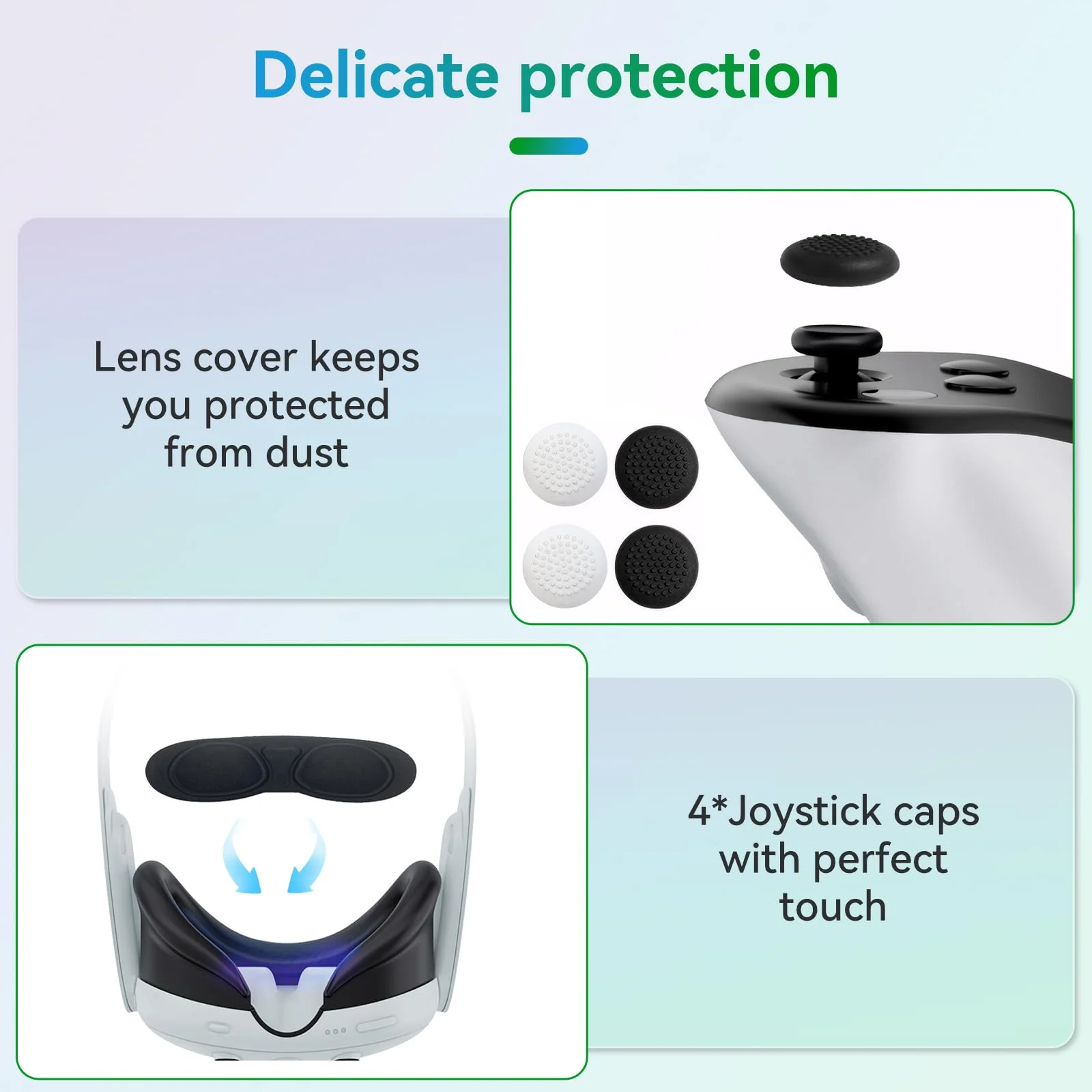 Protective Case for Meta Quest 3,VR Accessories for Meta Quest 3,Replacement kit for Meta Quest 3,Include Impact Resistant Cover Lens Cover Lens Tempered Glass Protector Joystick Caps - Image 5
