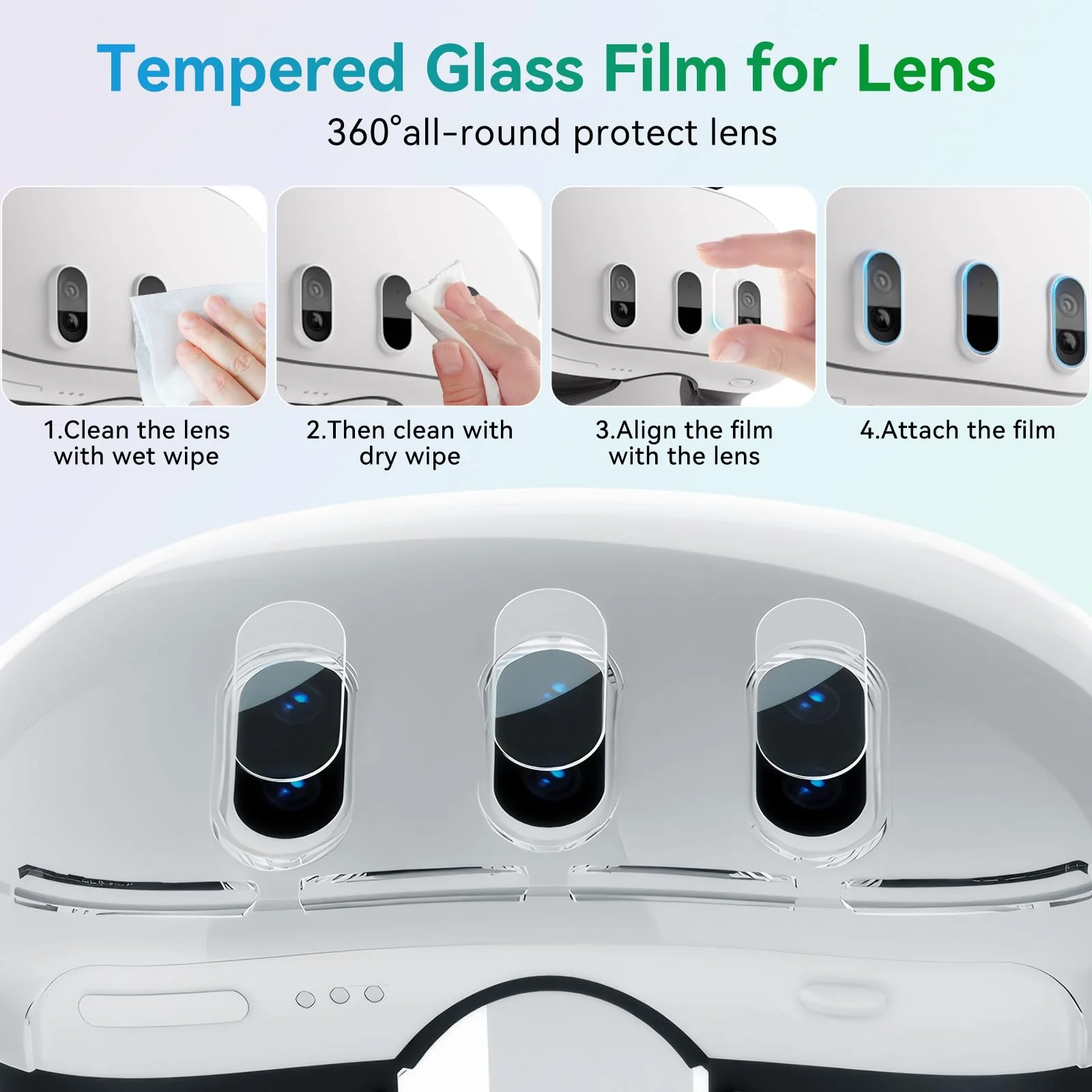 Protective Case for Meta Quest 3,VR Accessories for Meta Quest 3,Replacement kit for Meta Quest 3,Include Impact Resistant Cover Lens Cover Lens Tempered Glass Protector Joystick Caps - Image 6