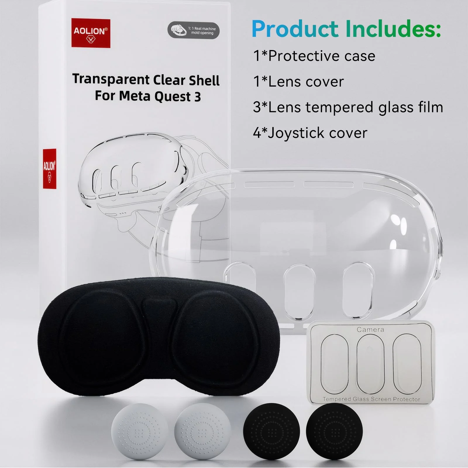 Protective Case for Meta Quest 3,VR Accessories for Meta Quest 3,Replacement kit for Meta Quest 3,Include Impact Resistant Cover Lens Cover Lens Tempered Glass Protector Joystick Caps - Image 8