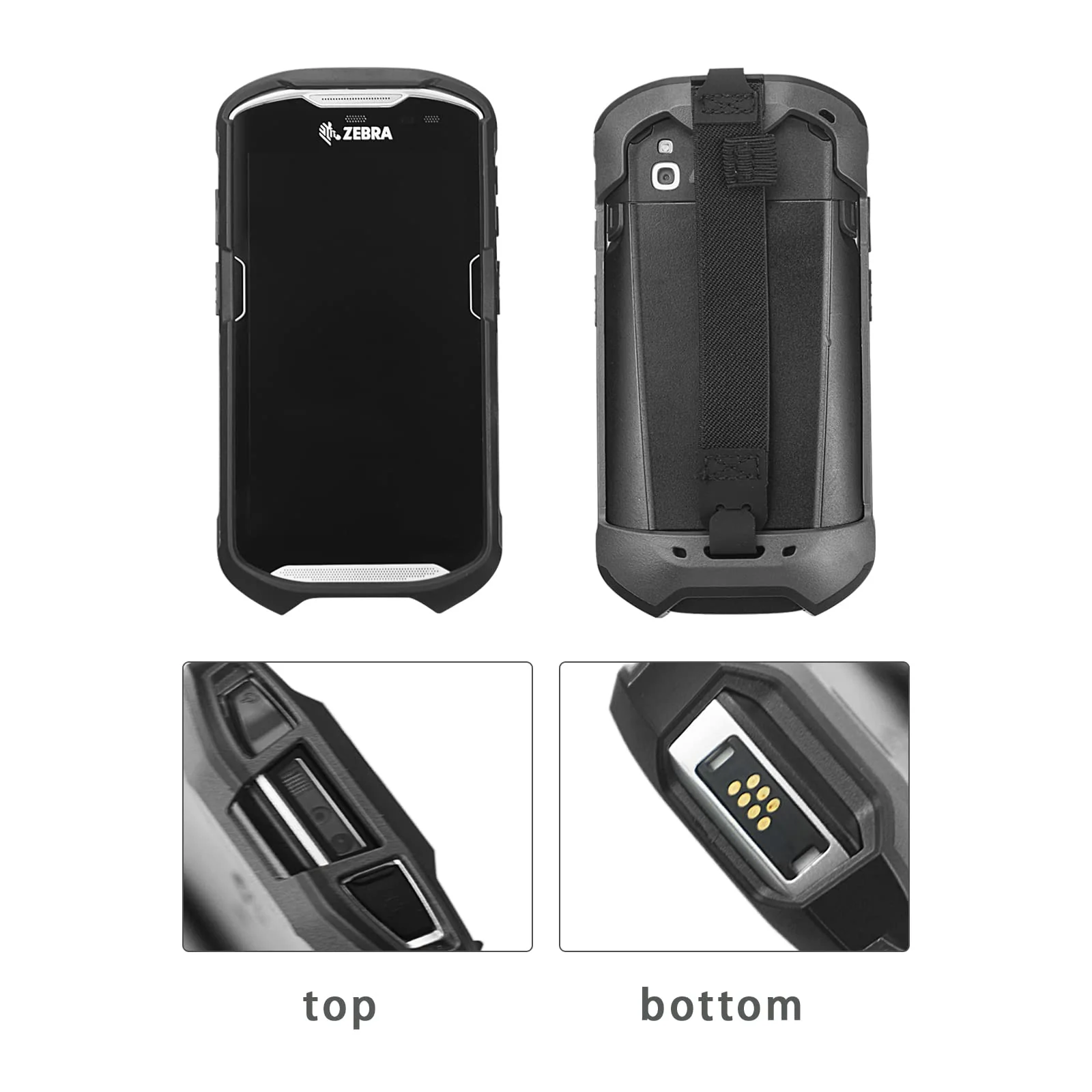 Protective Cover Case Rugged Boot with Hand Strap for Zebra TC51 TC52 TC56 TC57 TC510K,Case for Handheld Barcode Touch Mobile Computer,Scanner Accessories(Black) Black - Image 3