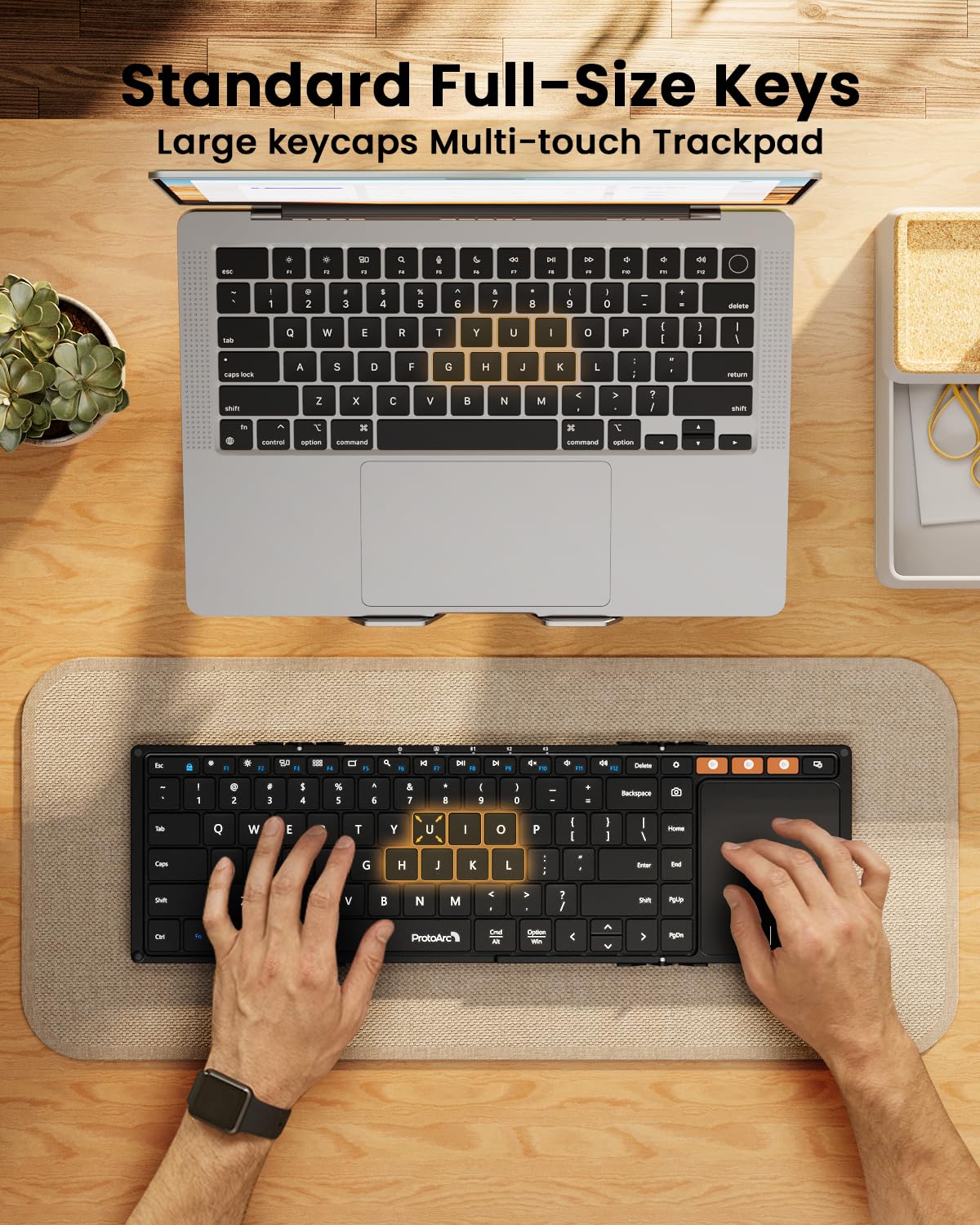ProtoArc Foldable Keyboard with Touchpad, XK01 TP Folding Portable Keyboard, Full Size Keys, Large Trackpad Bluetooth Travel Keyboard for iPad, iPhone, Laptop PC Tablets -Black Black - Image 5