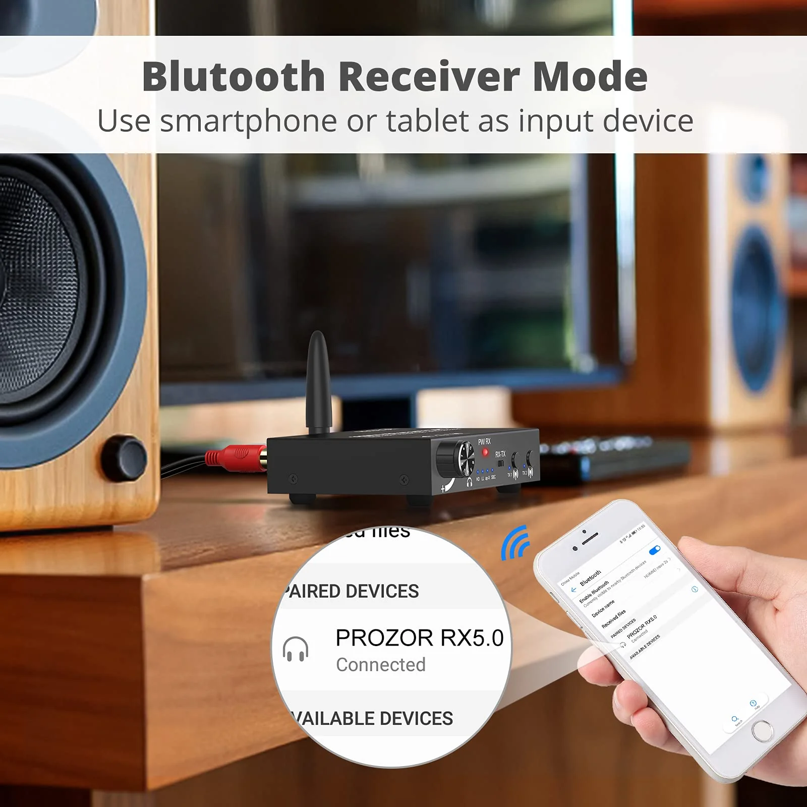 PROZOR 192KHz DAC Digital to Analog Audio Converter with Bluetooth 5.0 Audio Transmitter and Receiver, Optical to L/R Converter with aptX HD aptx Low Latency Wireless Audio Adapter Bluetooth Transmitter and Receiver - Image 5