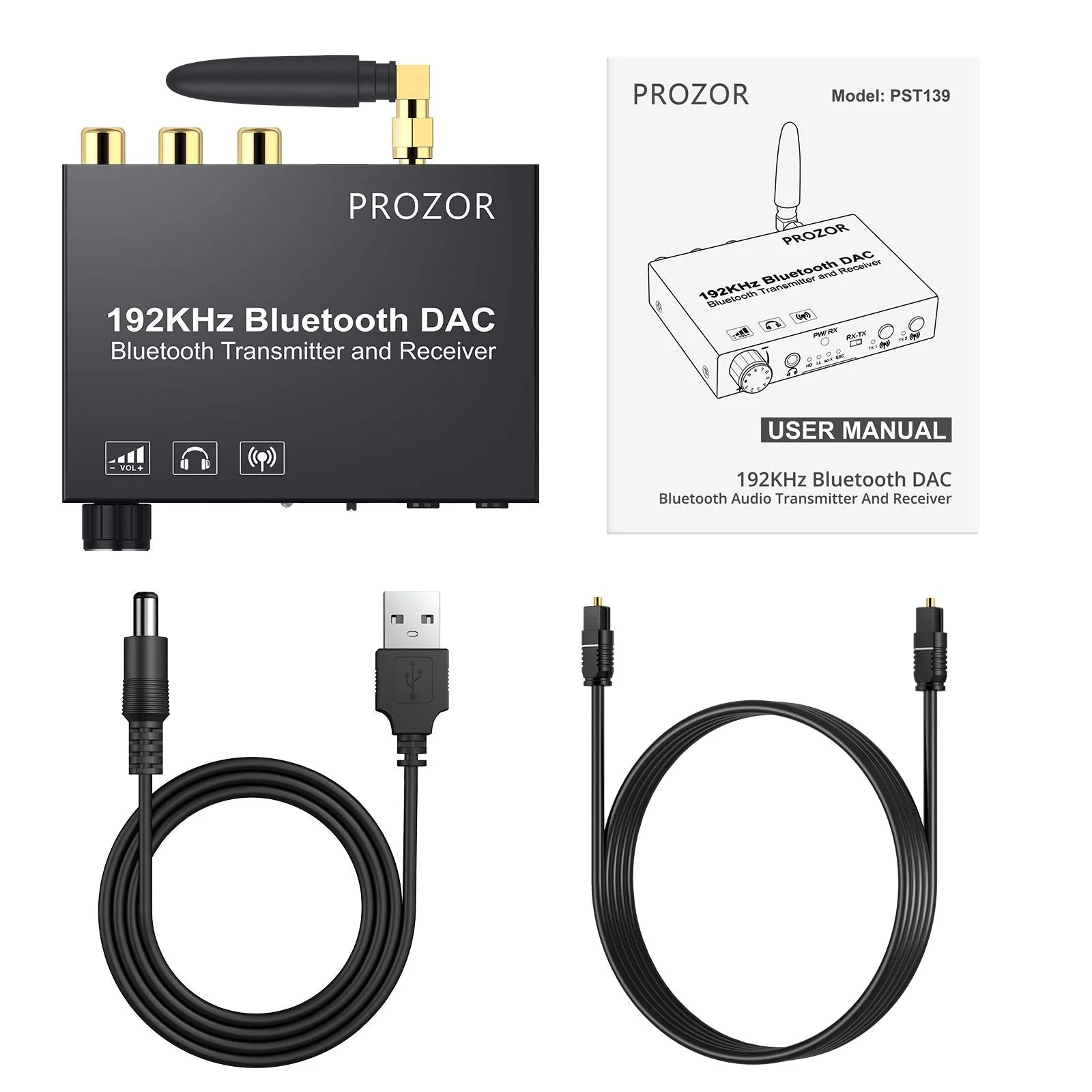 PROZOR 192KHz DAC Digital to Analog Audio Converter with Bluetooth 5.0 Audio Transmitter and Receiver, Optical to L/R Converter with aptX HD aptx Low Latency Wireless Audio Adapter Bluetooth Transmitter and Receiver - Image 9