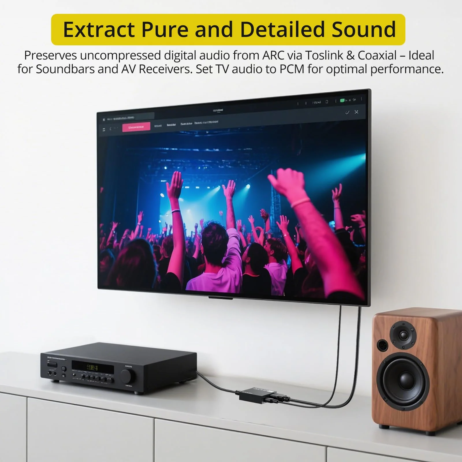 PROZOR 192KHz HDMI ARC to Optical Audio Adapter, 7ft/2.1m ARC Audio Extractor, HDMI(ARC) to Optical Toslink/Coaxial Converter, for TV to Speaker Amplifier Soundbar (Not Reversible) ARC to Optical/Coax 7ft - Image 6