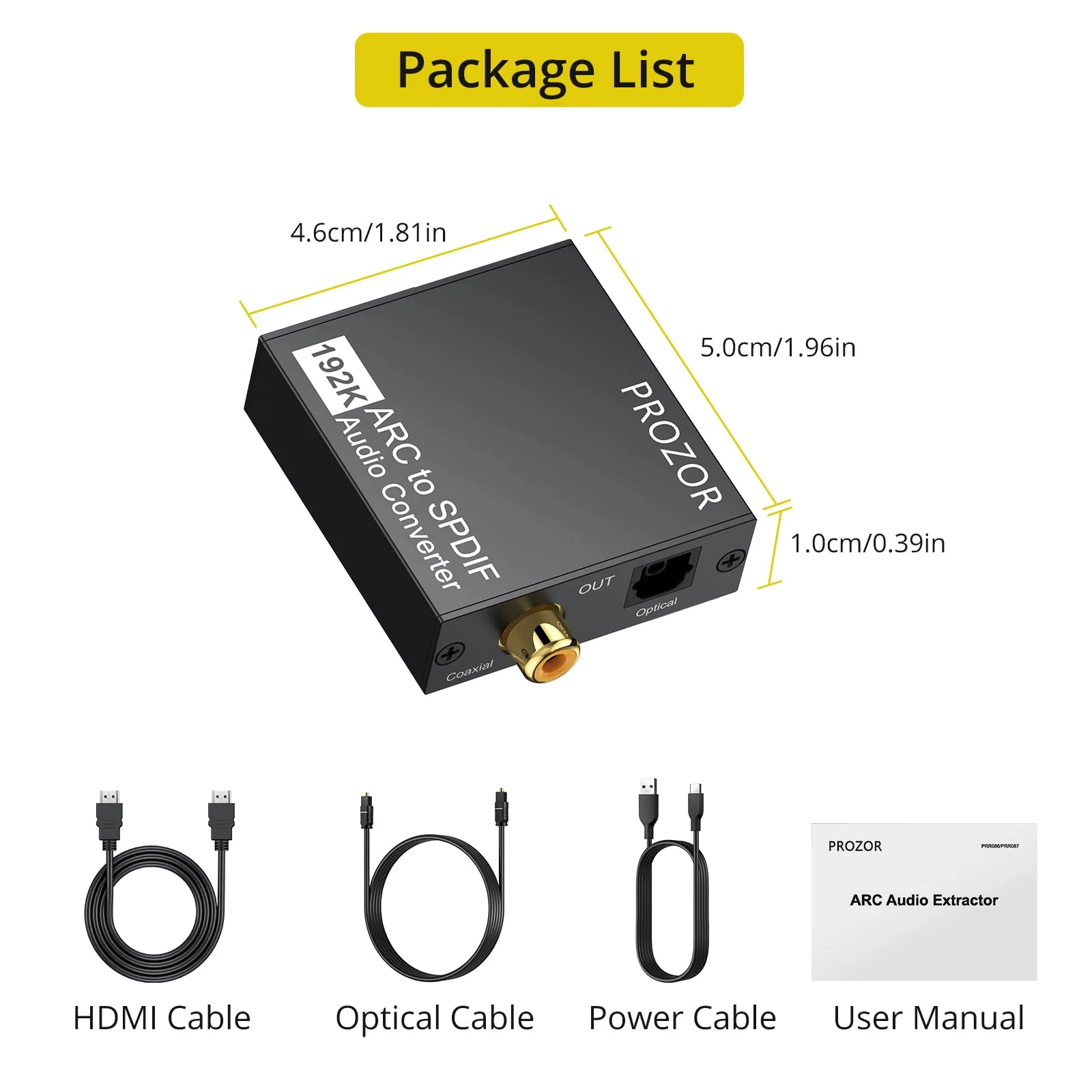 PROZOR 192KHz HDMI ARC to Optical Audio Adapter, 7ft/2.1m ARC Audio Extractor, HDMI(ARC) to Optical Toslink/Coaxial Converter, for TV to Speaker Amplifier Soundbar (Not Reversible) ARC to Optical/Coax 7ft - Image 7