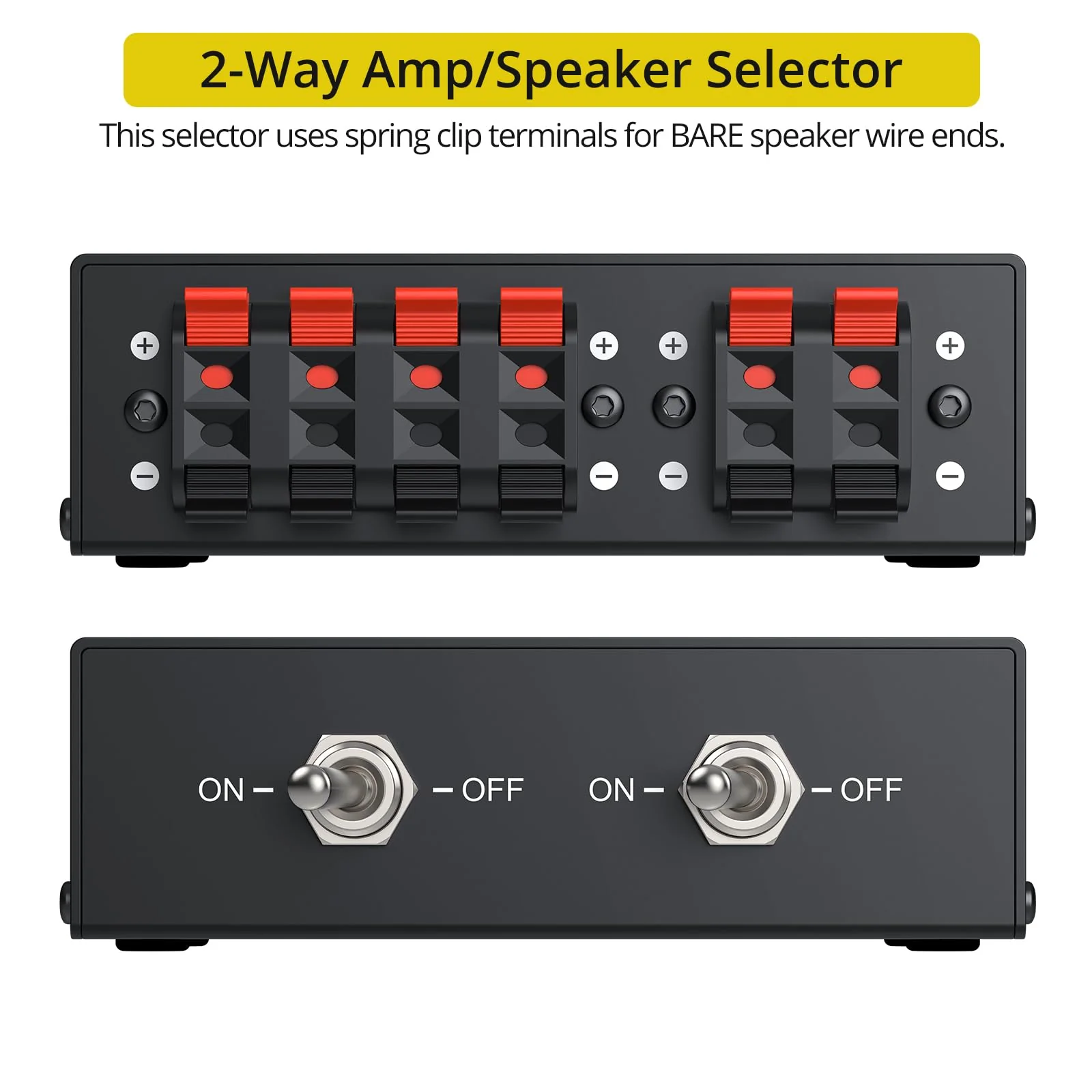 PROZOR 2-Zone Speaker Switch Box, 2-Way Amp/Speaker Selector with Independent A/B Control, Passive Stereo Switcher for Amplifier and Receiver, 150W RMS per Channel, Support 4–16Ω Speakers Spring Clip 2 Zone - Image 8
