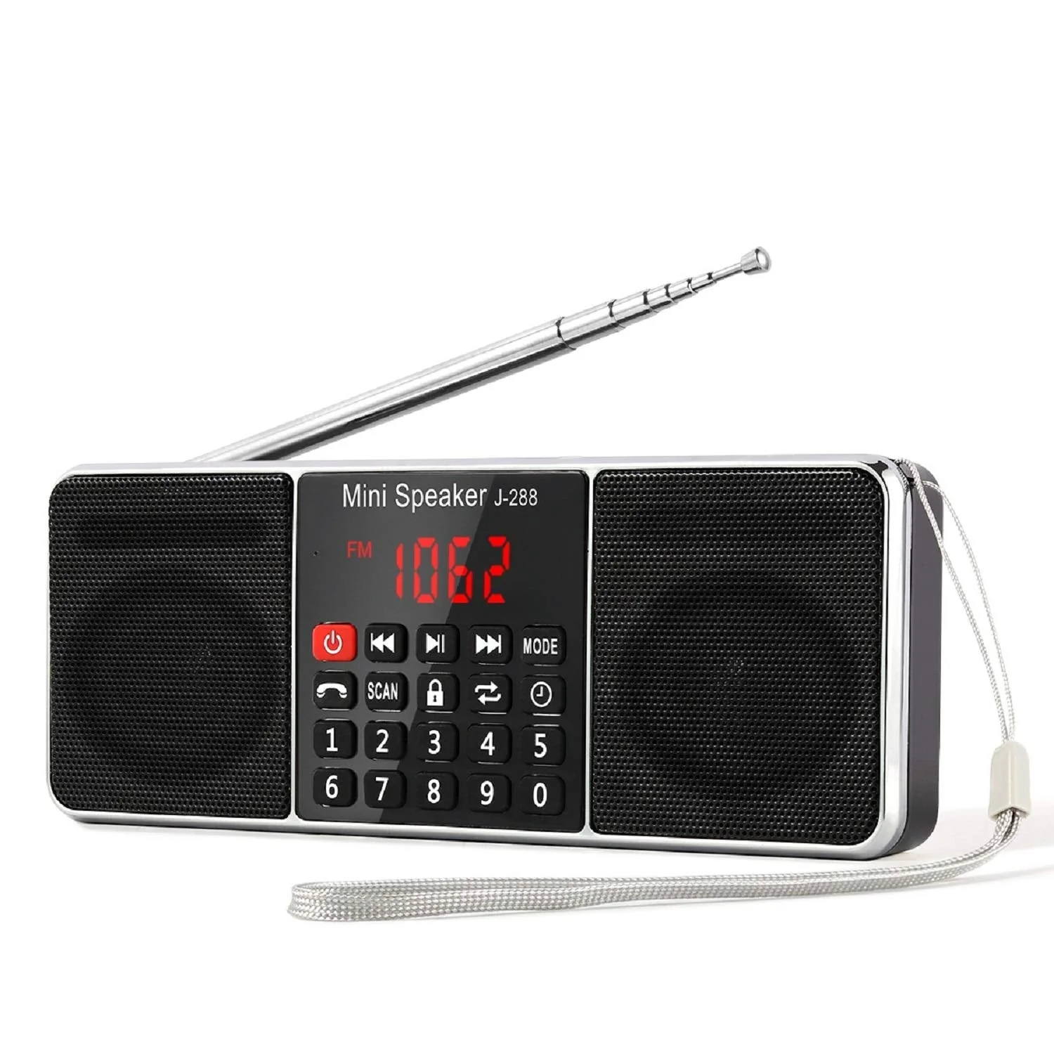 PRUNUS J-288 Portable Radio AM FM Radio with Bluetooth Speaker, Sleep Timer, Power-Saving Display, Ultra-Long Antenna, AUX Input & USB Disk & TF Card MP3 Player, NO Manual Preset Black