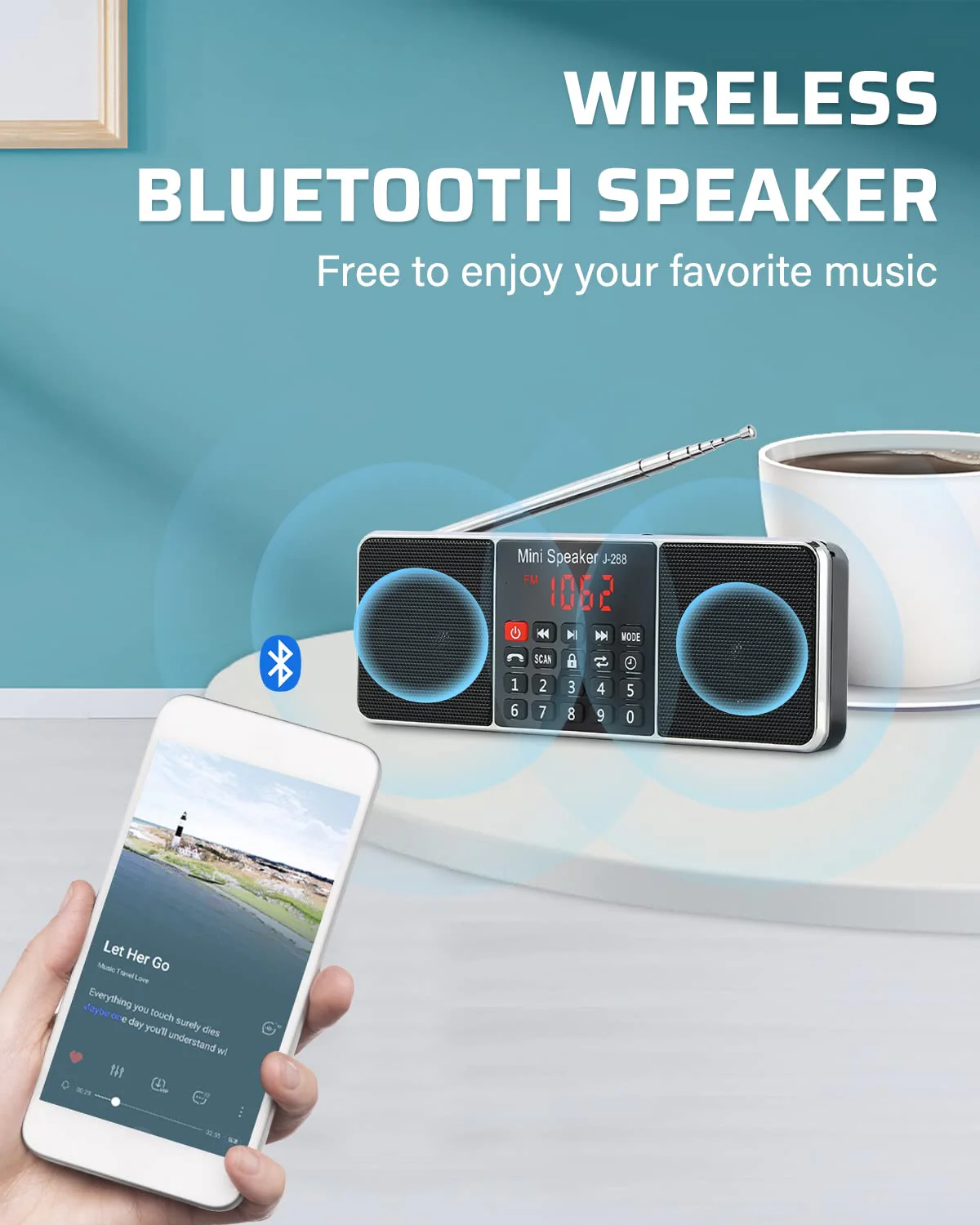 PRUNUS J-288 Portable Radio AM FM Radio with Bluetooth Speaker, Sleep Timer, Power-Saving Display, Ultra-Long Antenna, AUX Input & USB Disk & TF Card MP3 Player, NO Manual Preset Black - Image 4