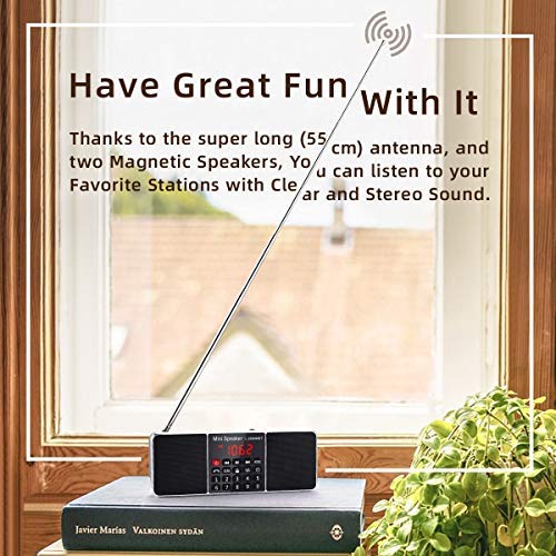 PRUNUS J-288 Portable Radio AM FM Radio with Bluetooth Speaker, Sleep Timer, Power-Saving Display, Ultra-Long Antenna, AUX Input & USB Disk & TF Card MP3 Player, NO Manual Preset Red - Image 3