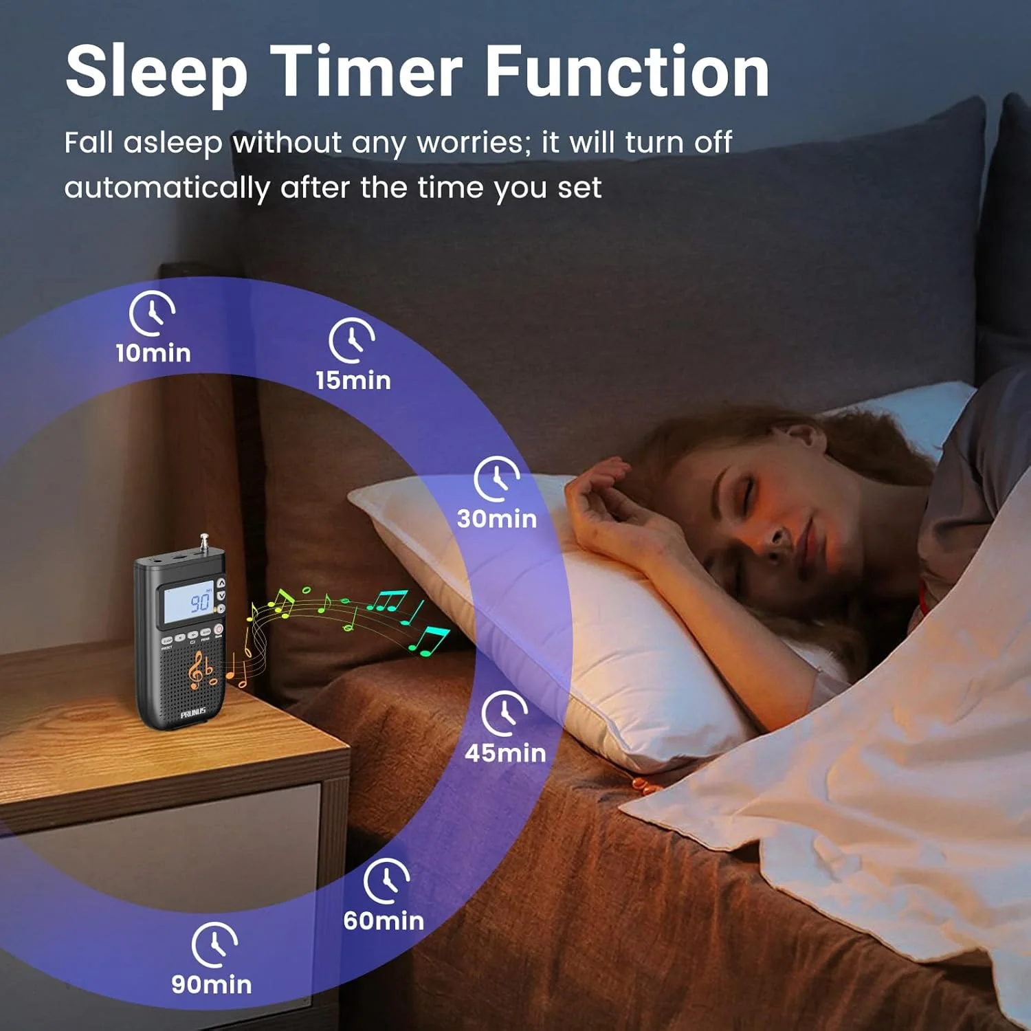 PRUNUS J-618 Portable Radio AM FM to Bluetooth Earphone, as Bluetooth Speaker, 2000mah Rechargeable Radio, Preset, TF Card Shuffle Play, Headphone Jack, Sleep Timer, Walkman Radios, Digital Radios - Image 3