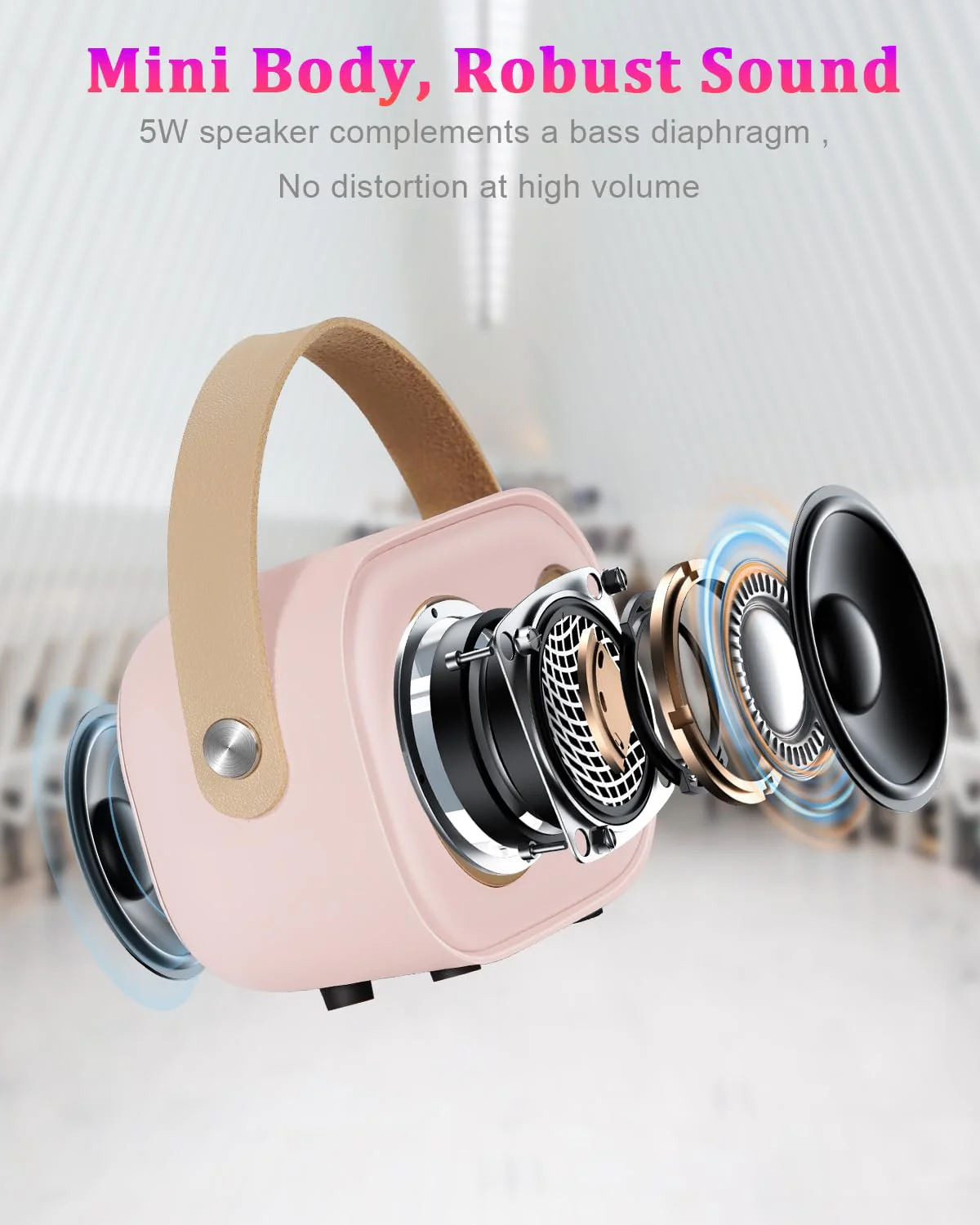 PRUNUS Mini Karaoke Machine for Kids&Adults,Portable Bluetooth Speaker with 2 Wireless Microphones and Stereo Sound Enhanced Bass,Toys for Girl 6 7 8 9 10 11 12 Years Old Home Party Birthday-Pink Pink-2 Mic - Image 5