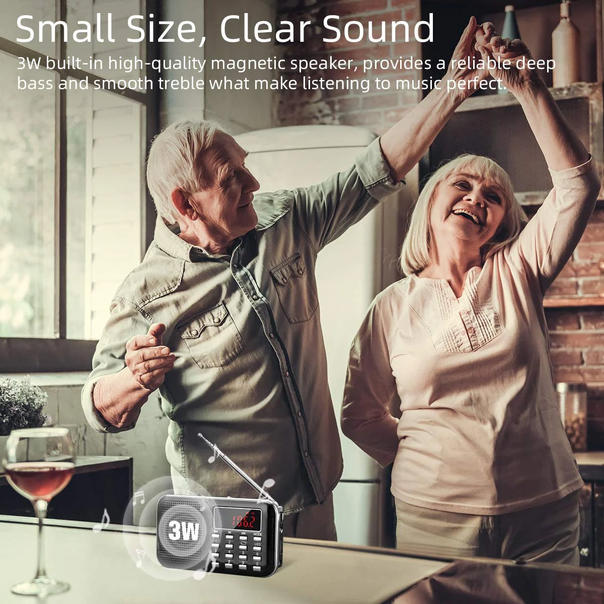 PRUNUS Mini Portable Radio AM FM Pocket Radio with MP3, LED Flashlight, Digital Radios Speaker Support Micro SD/TF Card/USB, Auto Scan Save, 1200mAh Rechargeable Battery Operated[Latest Version] Black - Image 5