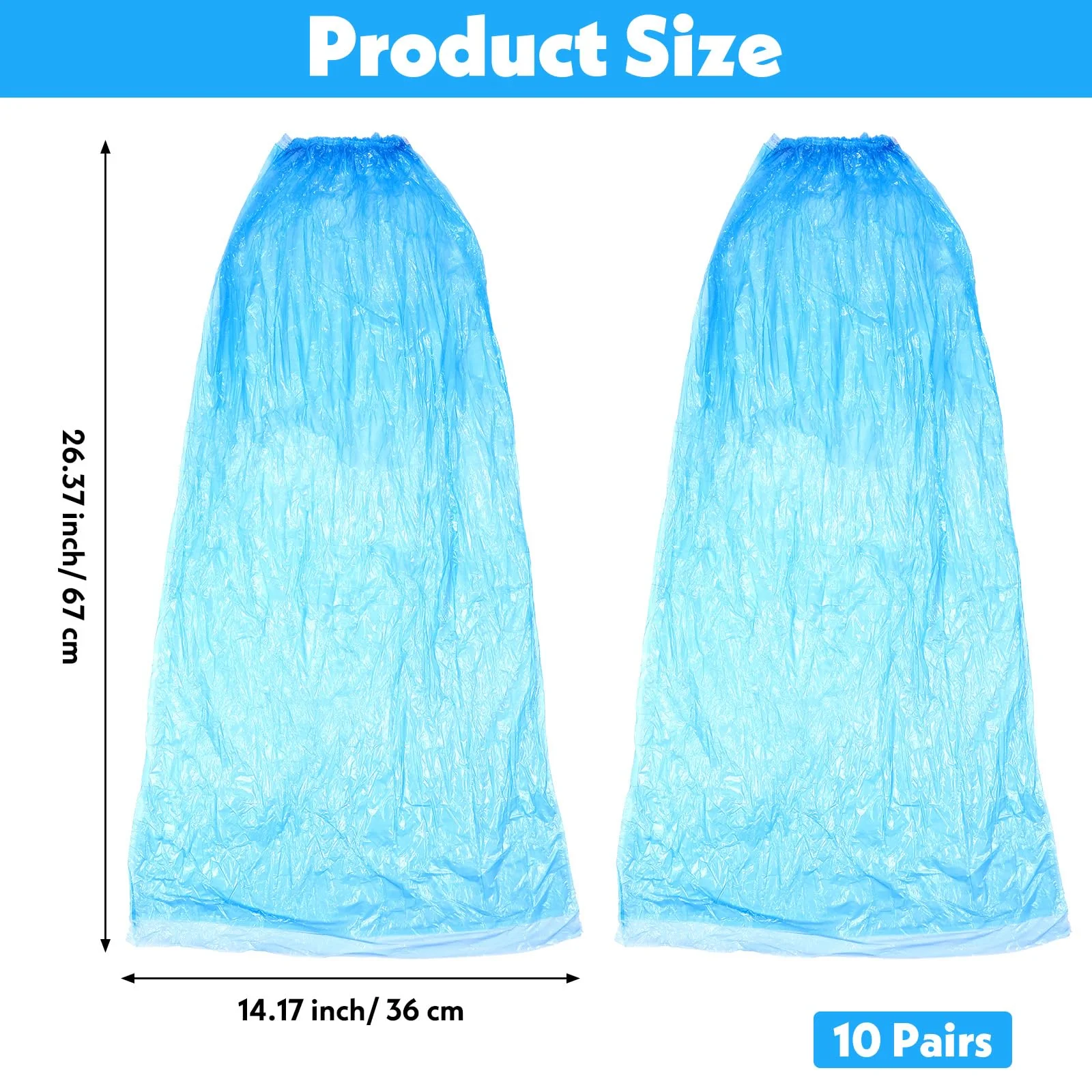 Ptwola Pack of 20 (10 Pairs) Shoe Covers Disposable Waterproof Shoe Covers Reusable Transparent Shoe Covers for Indoor Use on Rainy Days for Men and Women - Image 2