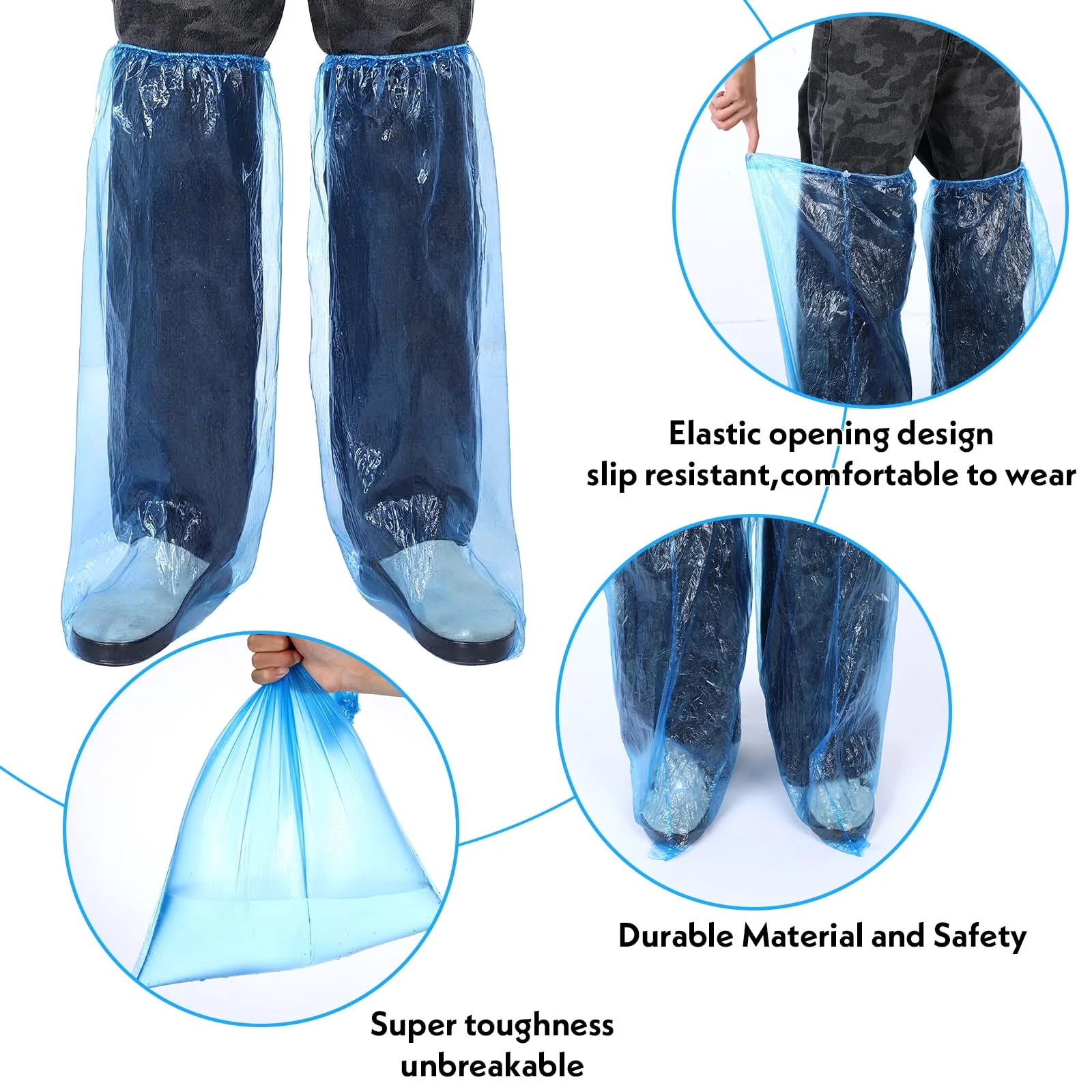 Ptwola Pack of 20 (10 Pairs) Shoe Covers Disposable Waterproof Shoe Covers Reusable Transparent Shoe Covers for Indoor Use on Rainy Days for Men and Women - Image 3