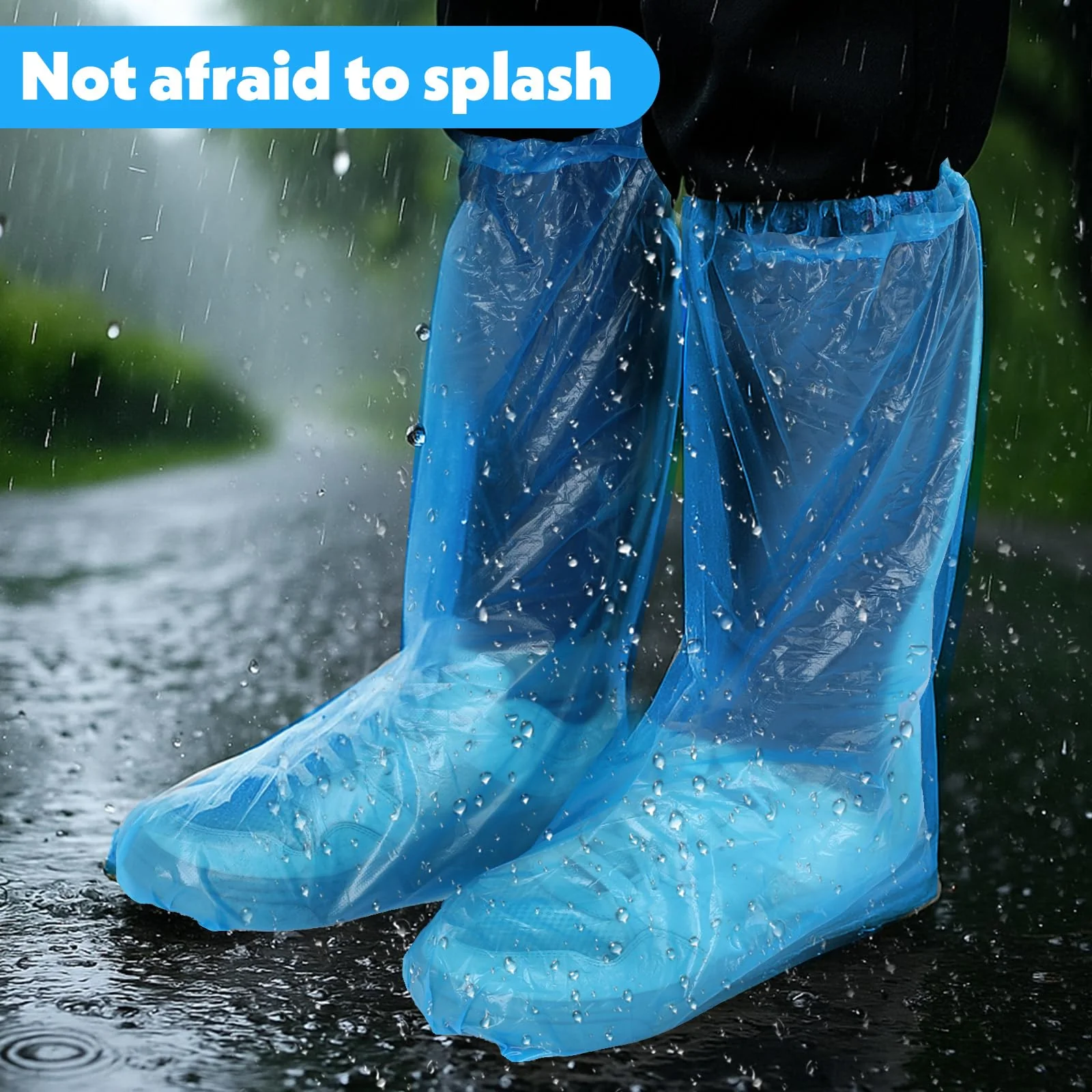 Ptwola Pack of 20 (10 Pairs) Shoe Covers Disposable Waterproof Shoe Covers Reusable Transparent Shoe Covers for Indoor Use on Rainy Days for Men and Women - Image 6