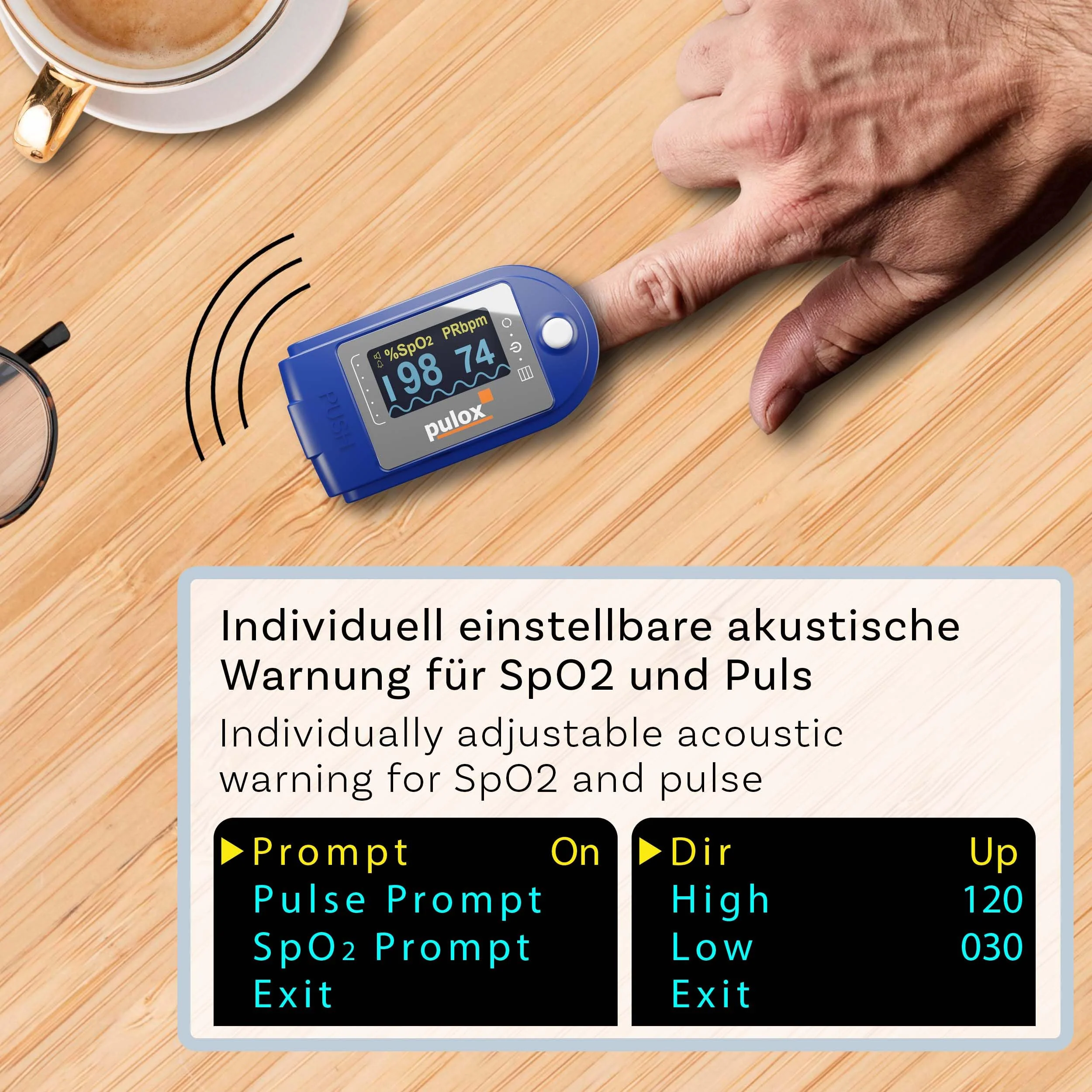 Pulox PO-250 Pulse Oximeter with OLED Colour Display, Software and Accessories - Image 3