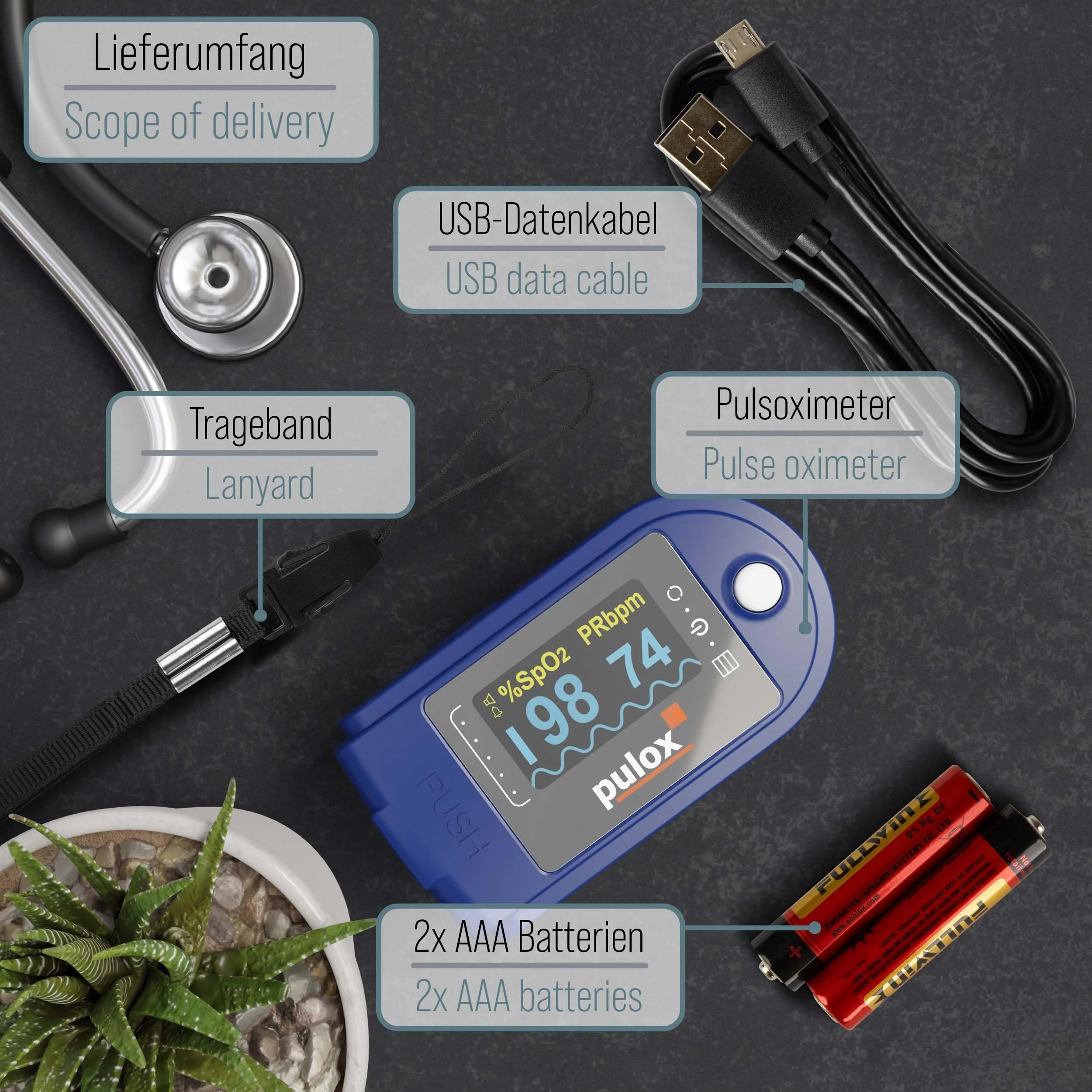 Pulox PO-250 Pulse Oximeter with OLED Colour Display, Software and Accessories - Image 5